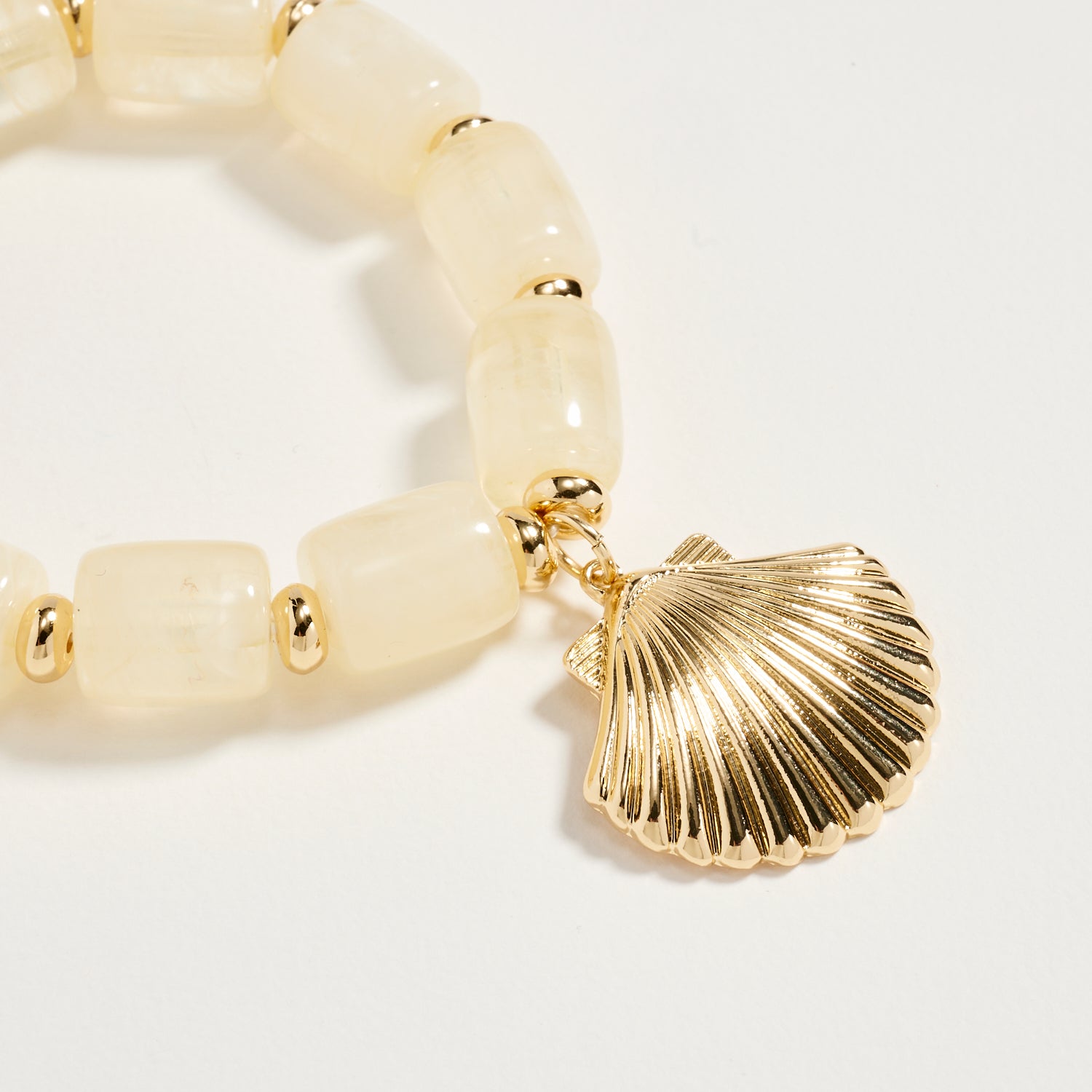 Gold Seashell Charm Beaded Bracelet – Colorful Stretch Bracelet for Women, Summer Beach Jewelry - Frem