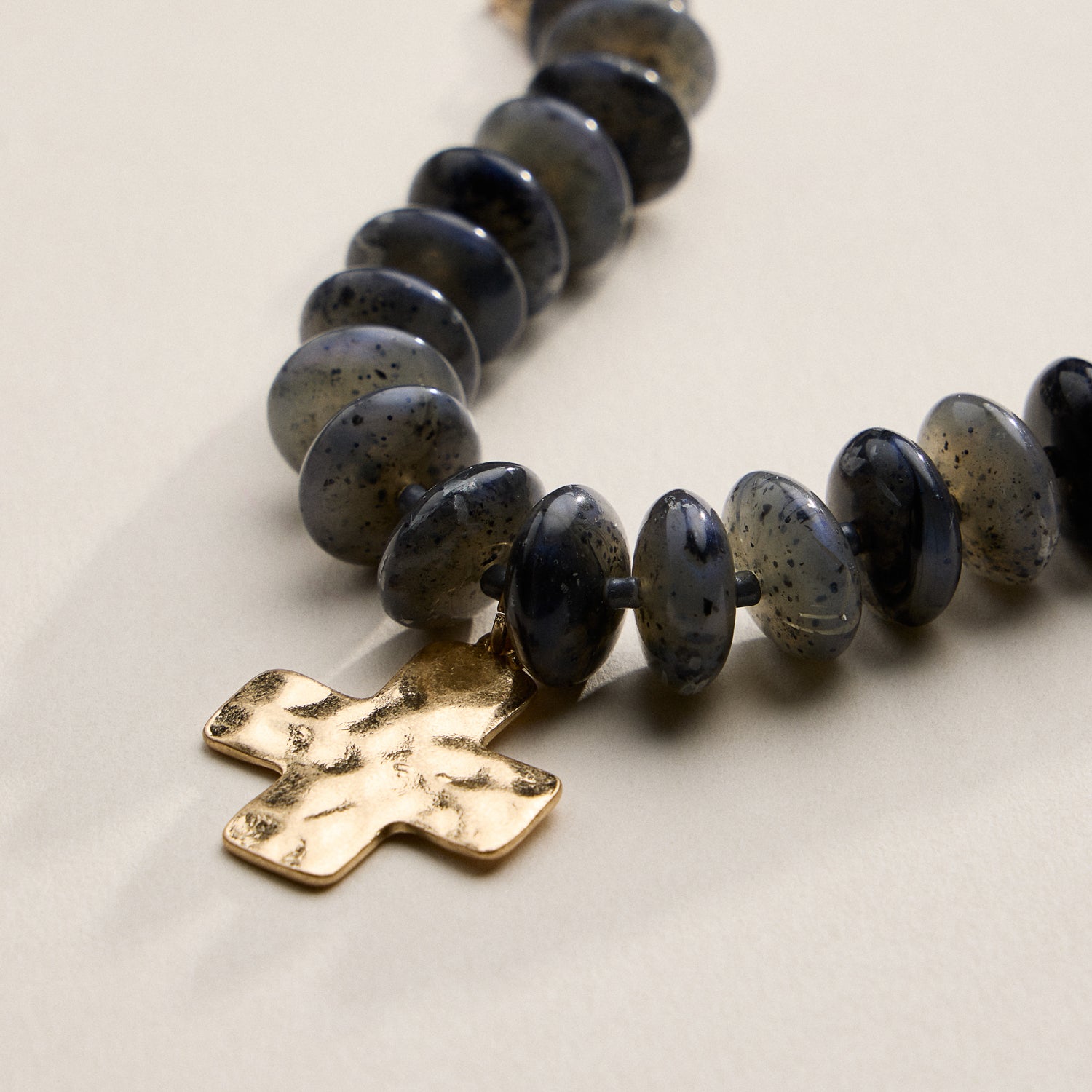Beaded Cross Charm Bracelet | Colorful Bead Bracelet with Gold Cross Pendant