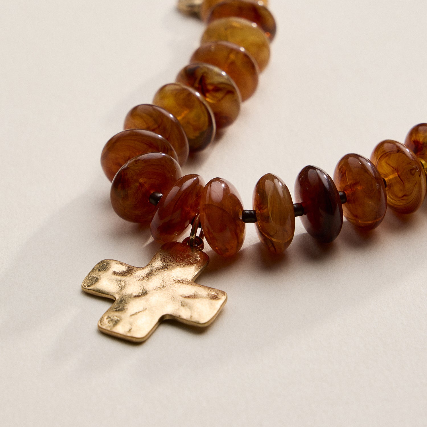 Beaded Cross Charm Bracelet | Colorful Bead Bracelet with Gold Cross Pendant