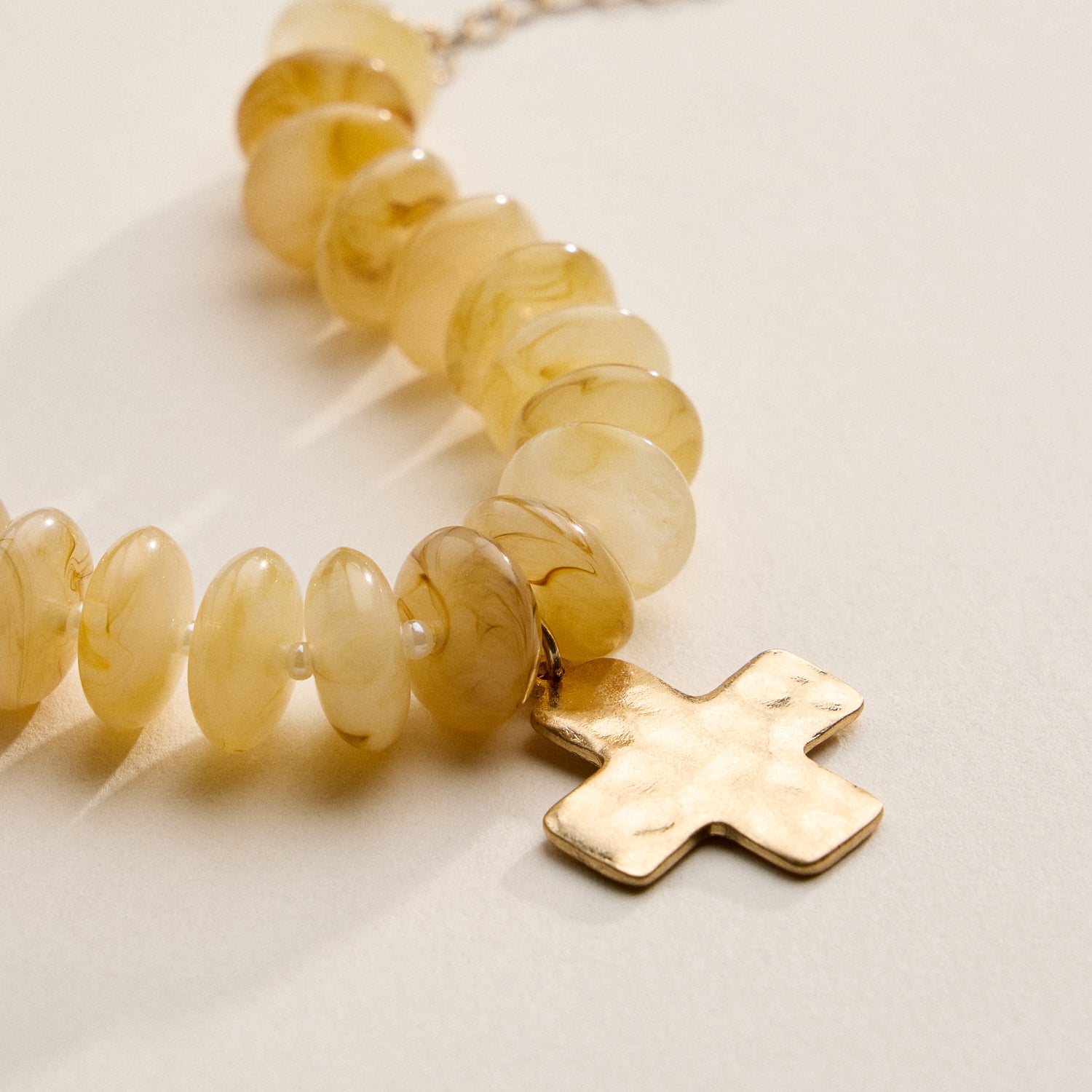 Beaded Cross Charm Bracelet – Colorful Beads Bracelet with Gold Cross Pendant