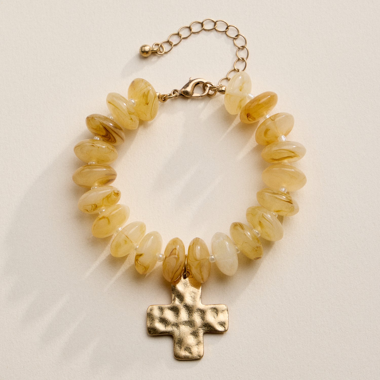 Beaded Cross Charm Bracelet | Colorful Bead Bracelet with Gold Cross Pendant