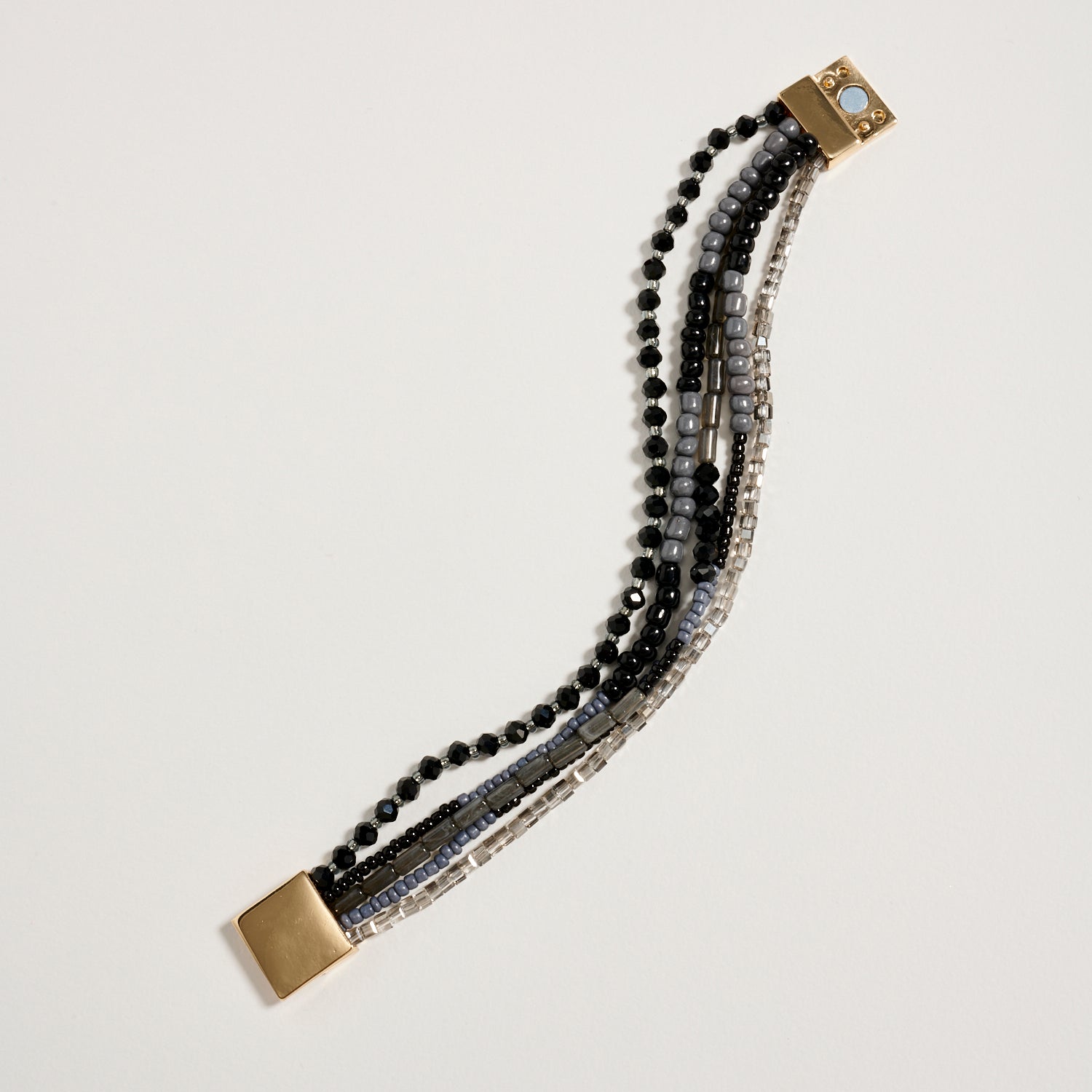Multilayer Blue Beaded Bracelet with Gold Magnetic Clasp – Boho Stack Stretch Bracelet for Women - Frem