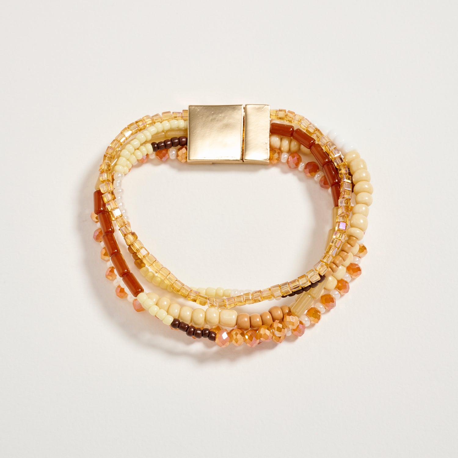 Multilayer Blue Beaded Bracelet with Gold Magnetic Clasp – Boho Stack Stretch Bracelet for Women - Frem