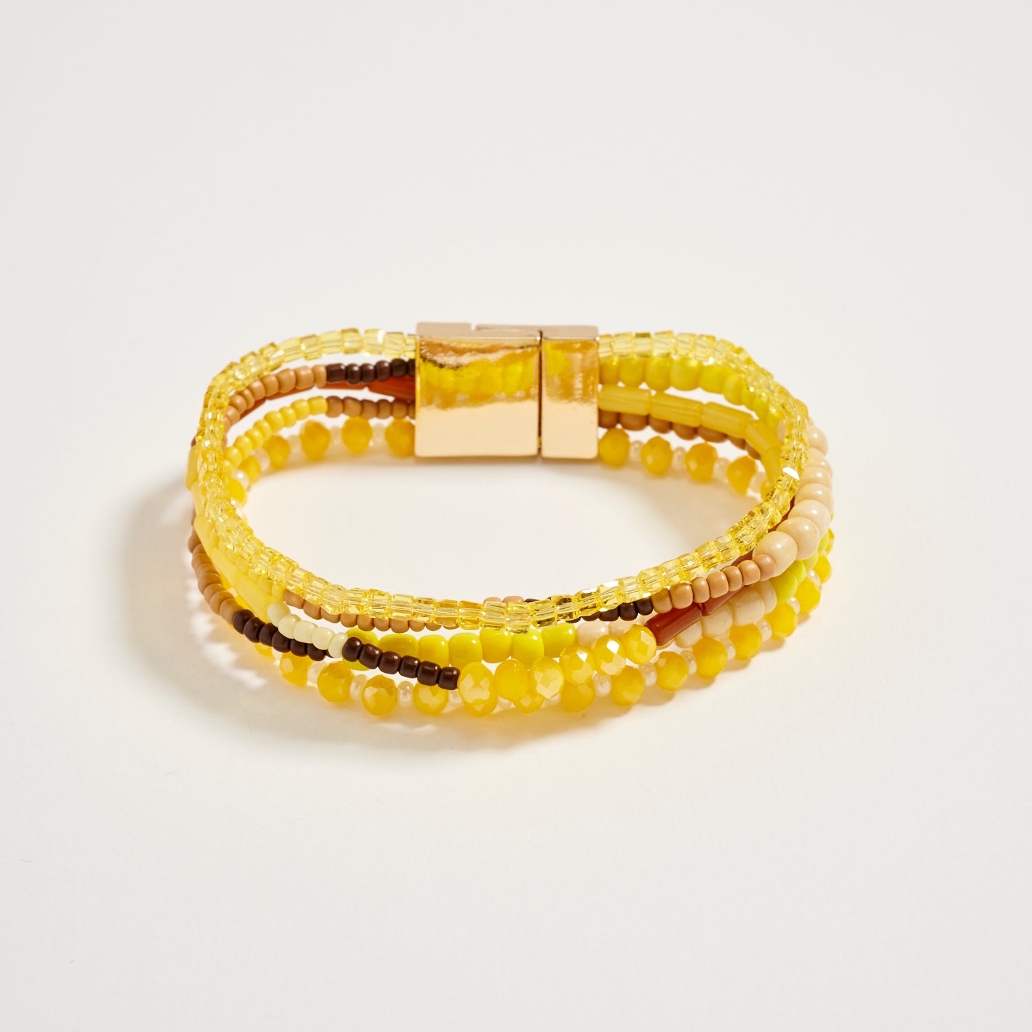 Multilayer Blue Beaded Bracelet with Gold Magnetic Clasp – Boho Stack Stretch Bracelet for Women - Frem