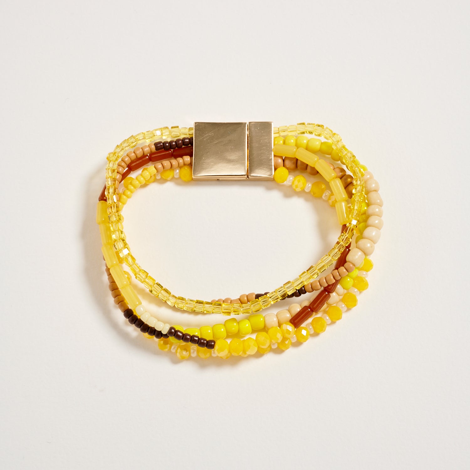 Multilayer Blue Beaded Bracelet with Gold Magnetic Clasp – Boho Stack Stretch Bracelet for Women - Frem