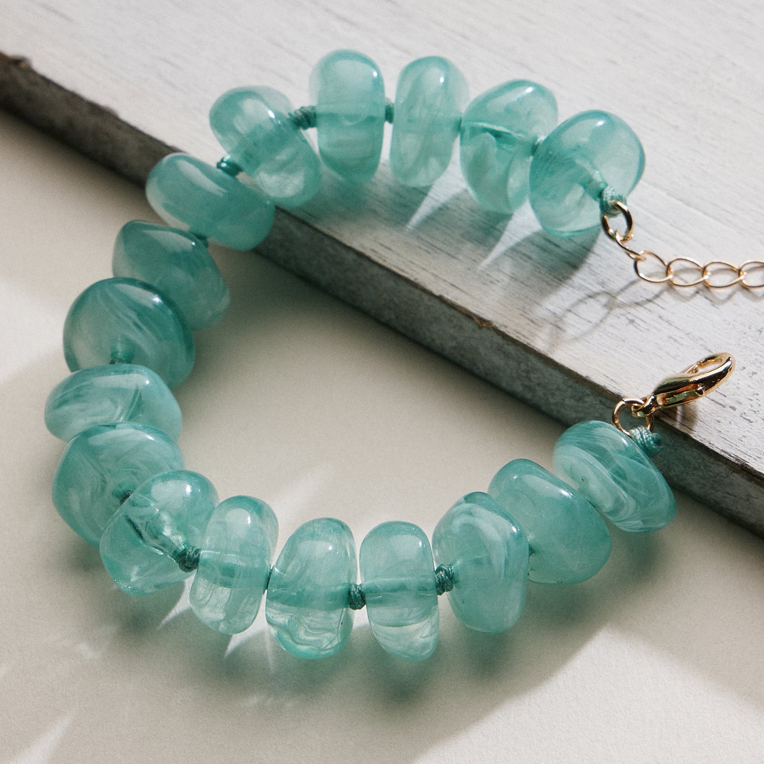 Natural Stone Beaded Bracelet | Smooth Round Beads