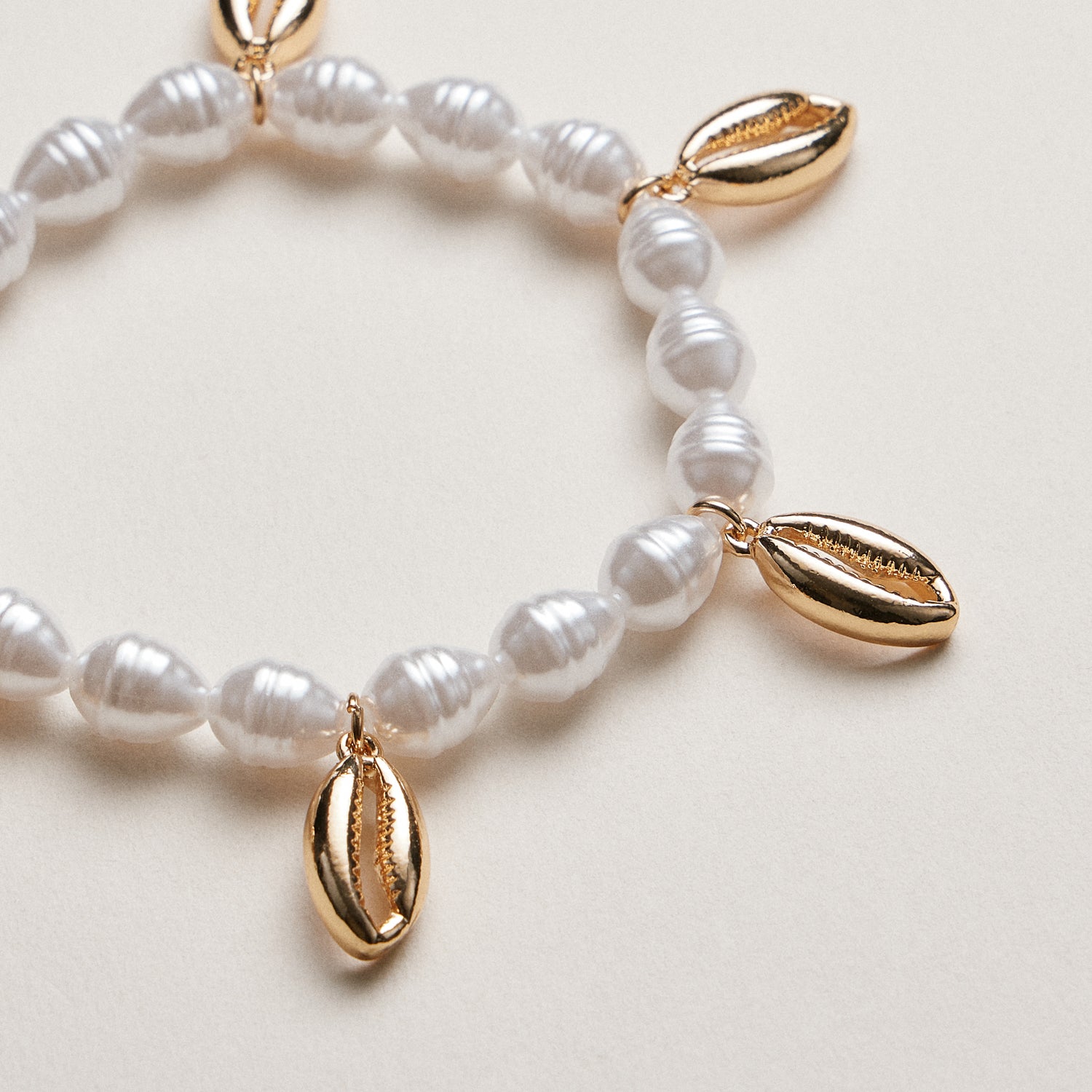 Pearl Cowrie Shell Bracelet — Gold and Silver Accent