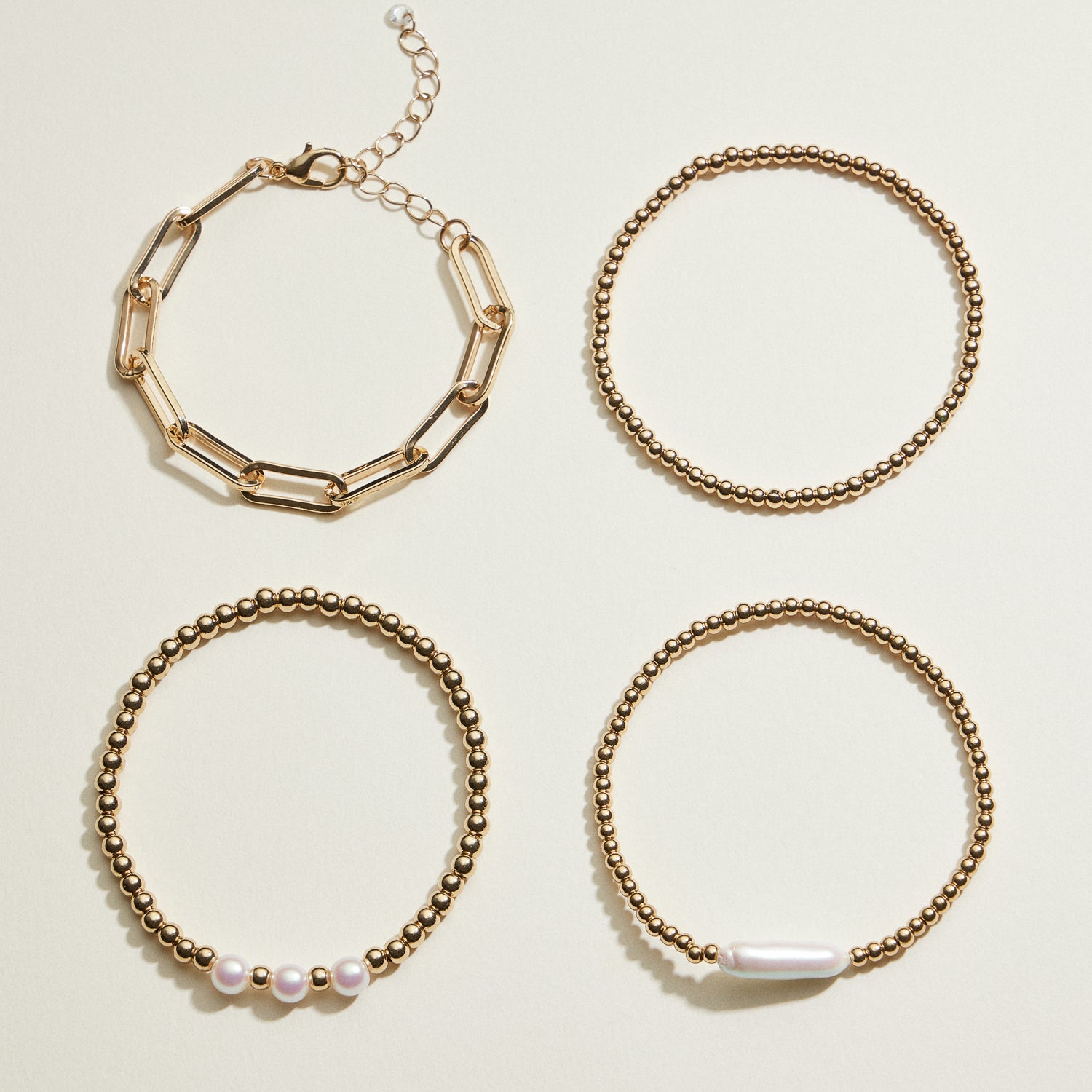 Gold and Pearl Mix Stackable Bracelet Set | Stackable Jewelry