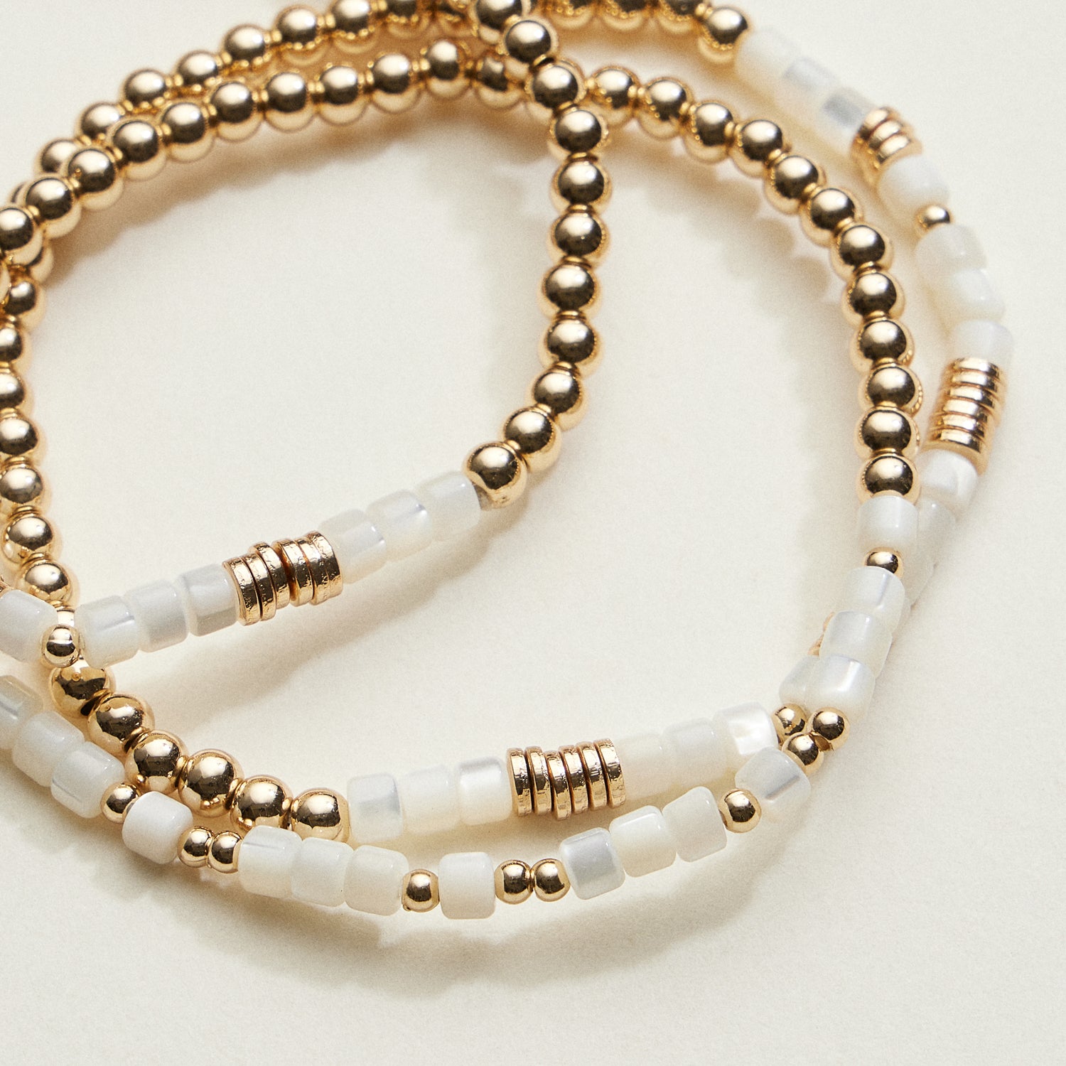 Gold Tone Coastal Glow Beaded Stretch Bracelet | Stackable Jewelry
