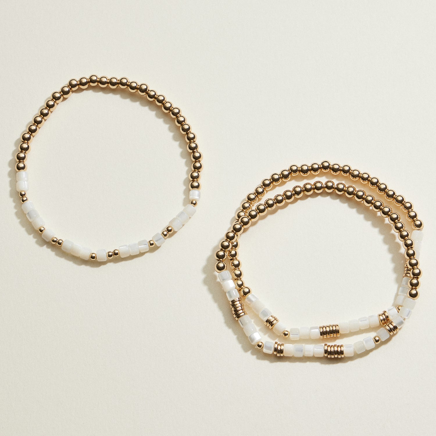 Gold Tone Coastal Glow Beaded Stretch Bracelet | Stackable Jewelry