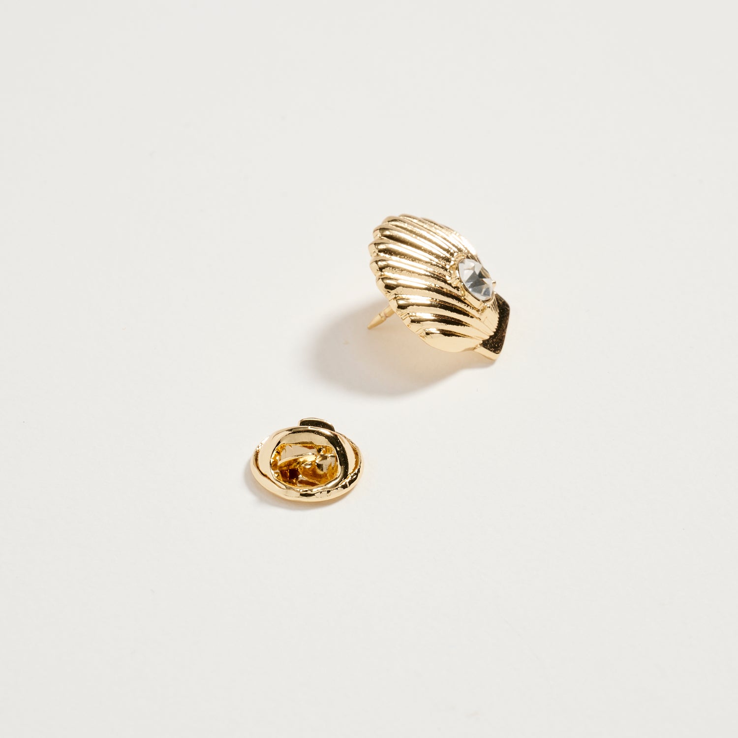 Gold Seashell & Conch Brooch Pin Set | Rhinestone Shell, Cowrie & Spiral Shell Statement Pins (4-Piece Coastal Collection)
