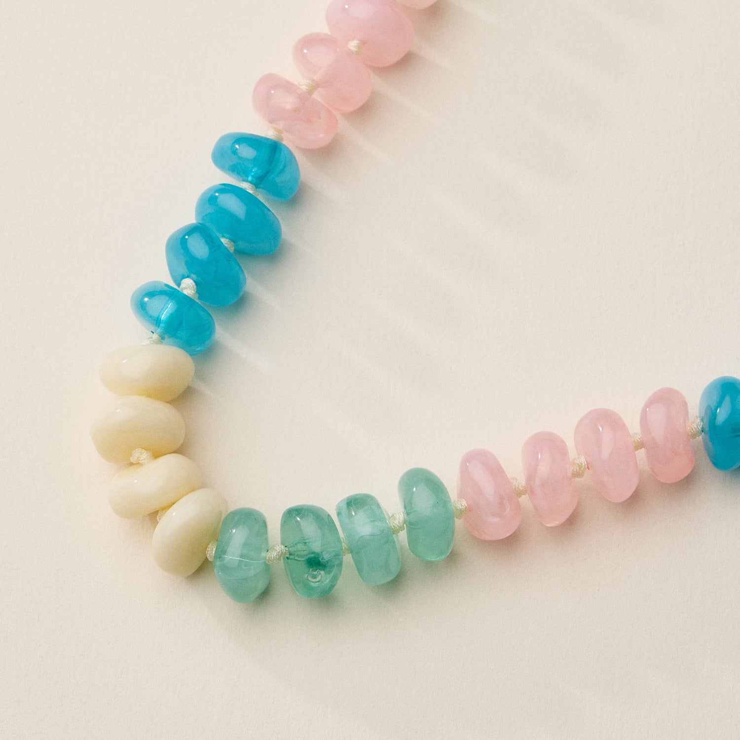 Chunky Translucent Glass Bead Necklace with Adjustable Chain – Handmade Statement Jewelry