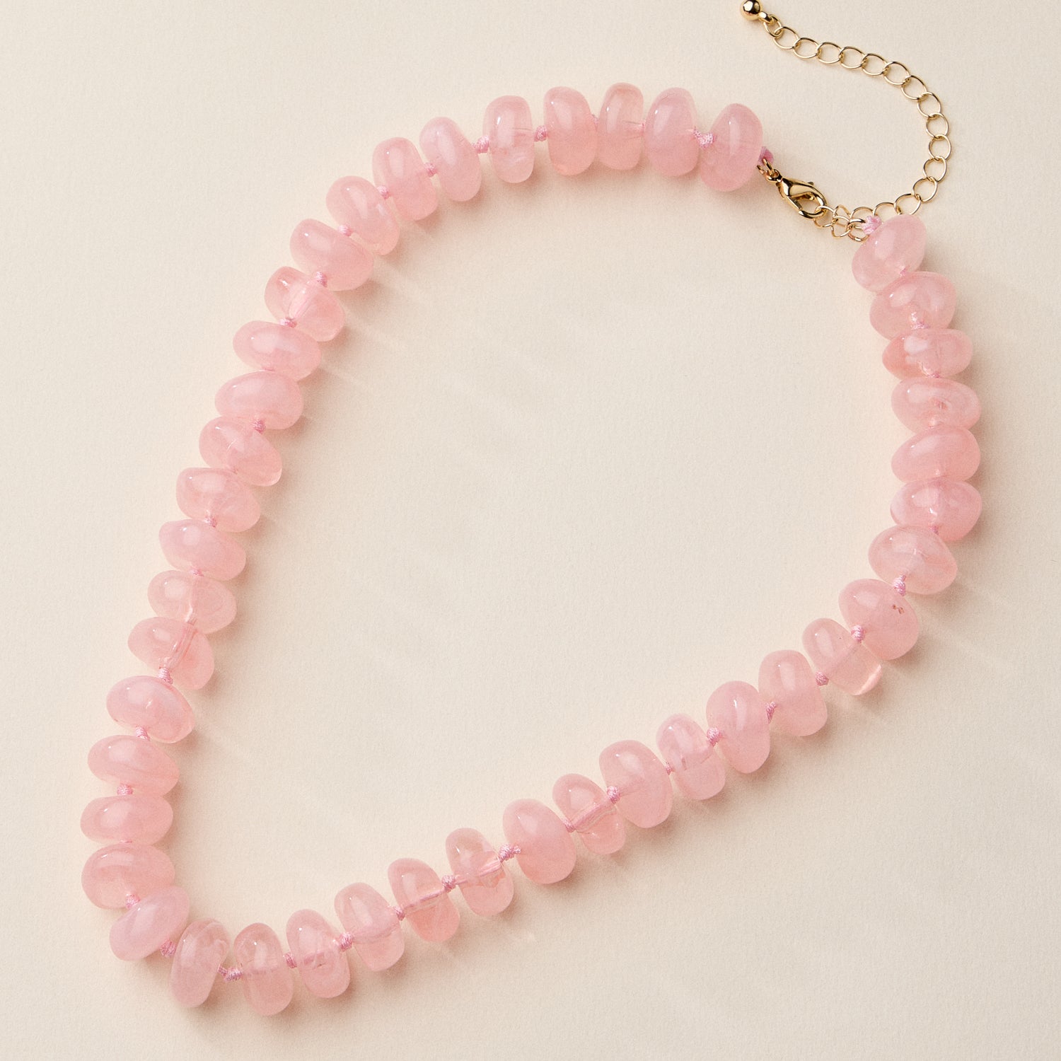 Chunky Translucent Glass Bead Necklace with Adjustable Chain – Handmade Statement Jewelry