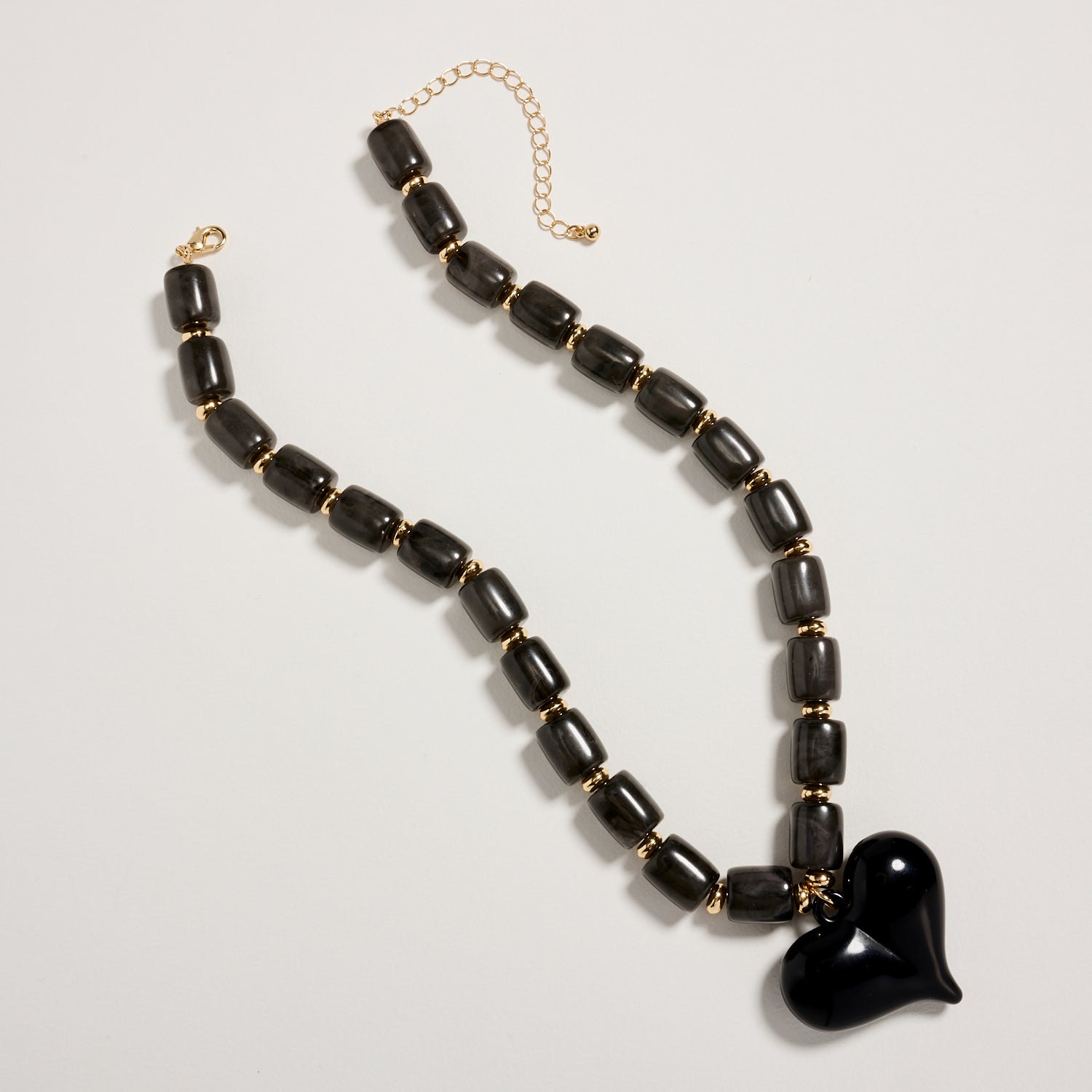 Colorful Beaded Heart Necklace – Multi-Color Barrel Bead Statement Necklace for Women - Frem
