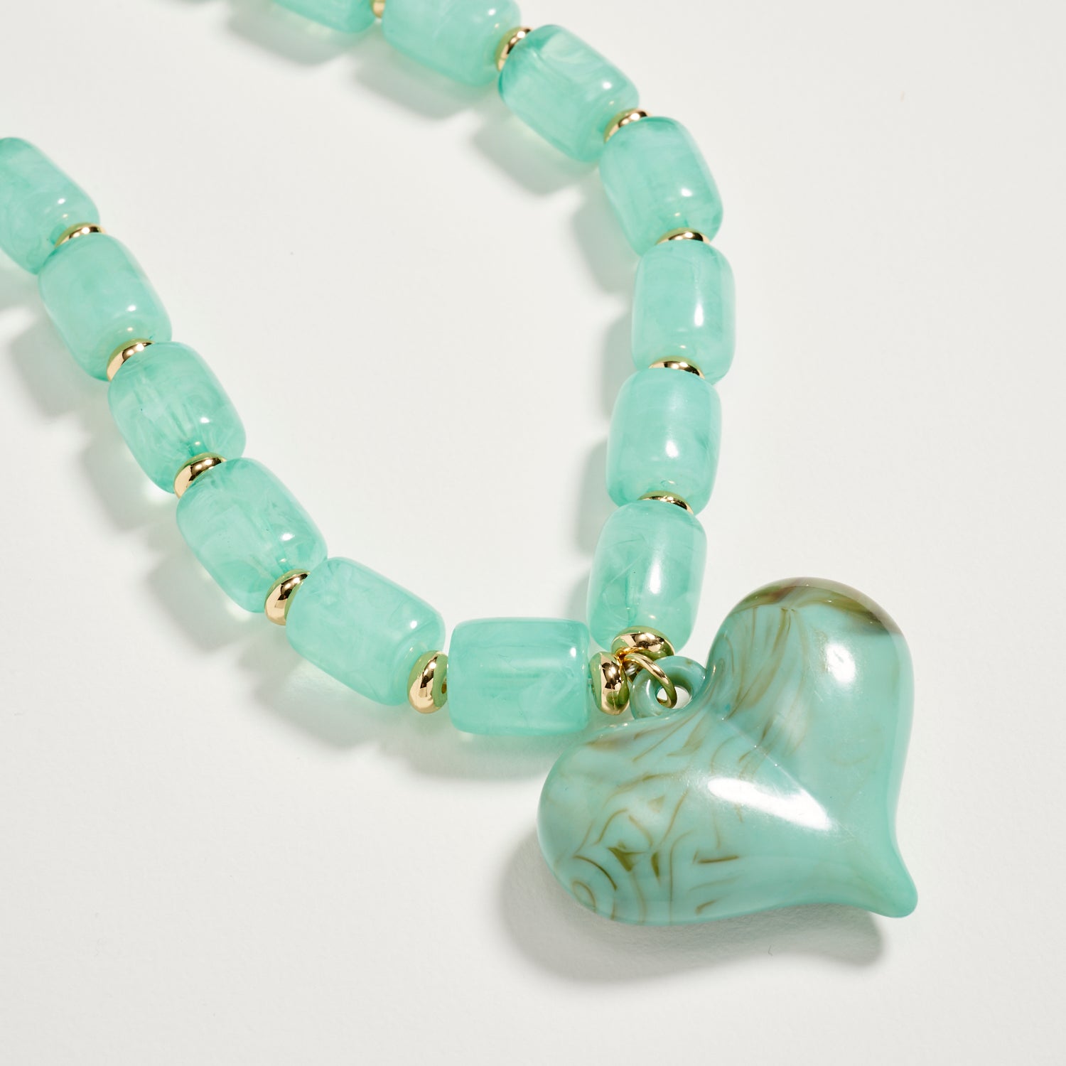 Colorful Beaded Heart Necklace – Multi-Color Barrel Bead Statement Necklace for Women - Frem