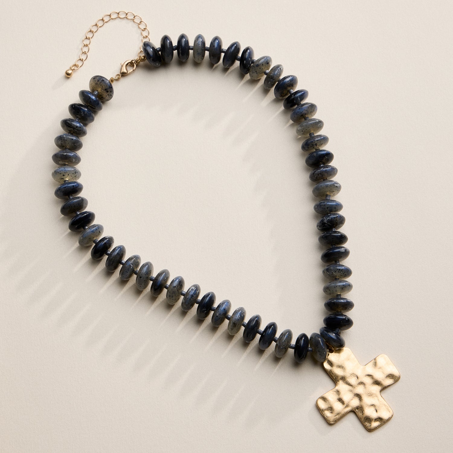 Beaded Cross Pendant Necklace for Women | Colorful Bead Necklace with Gold Cross Charm