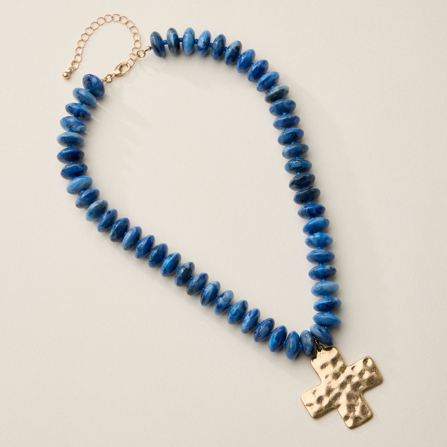 Beaded Cross Pendant Necklace for Women | Colorful Bead Necklace with Gold Cross Charm