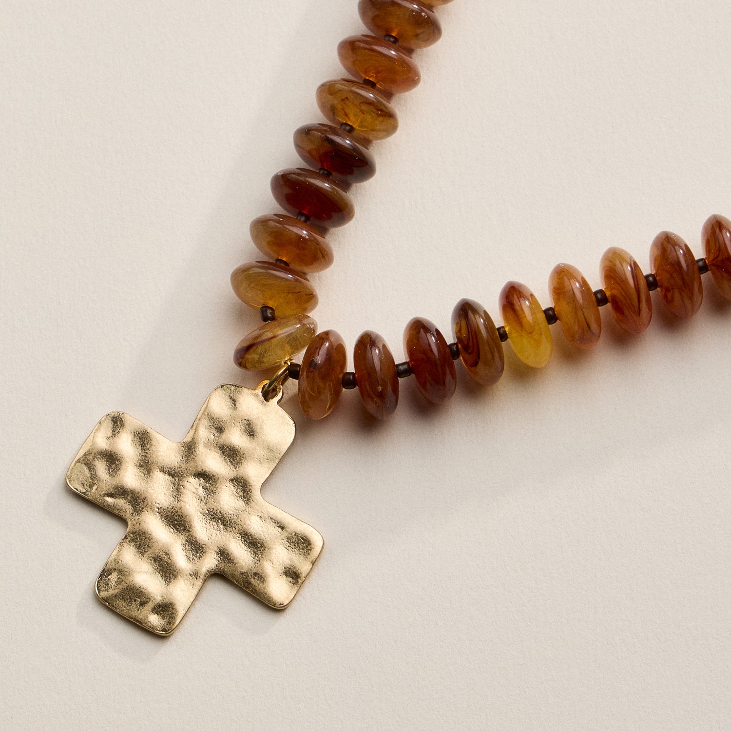 Beaded Cross Pendant Necklace for Women | Colorful Bead Necklace with Gold Cross Charm