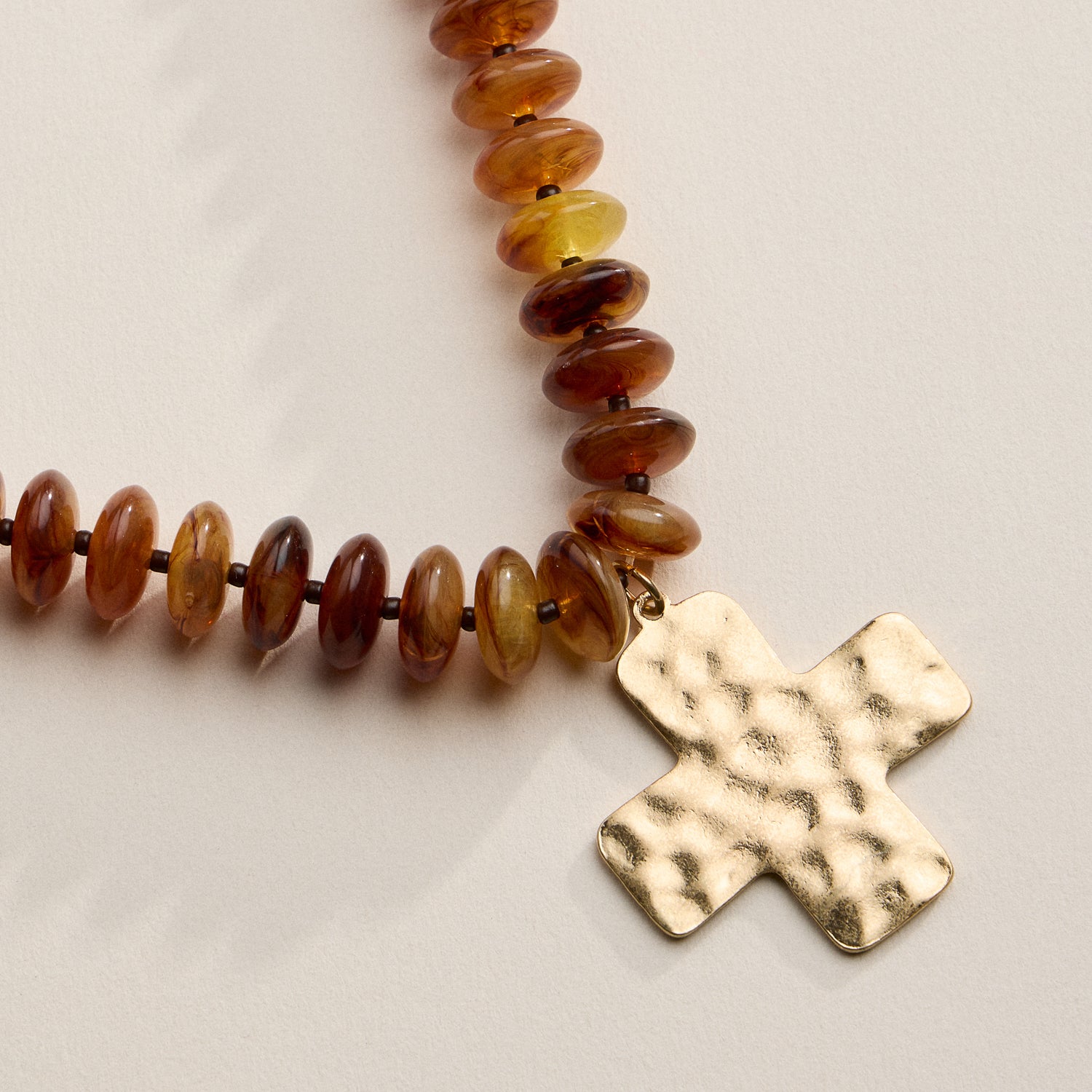 Beaded Cross Pendant Necklace for Women | Colorful Bead Necklace with Gold Cross Charm