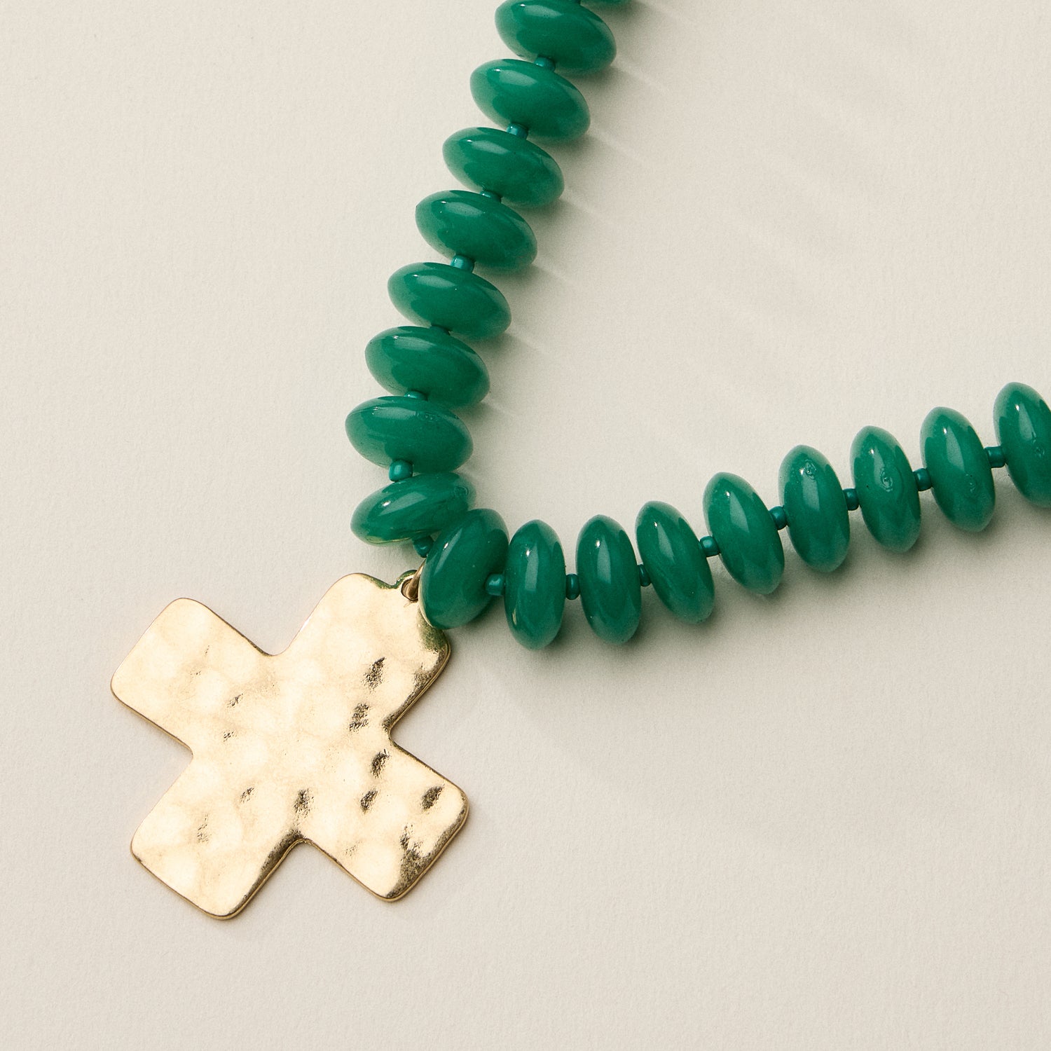 Beaded Cross Pendant Necklace for Women | Colorful Bead Necklace with Gold Cross Charm