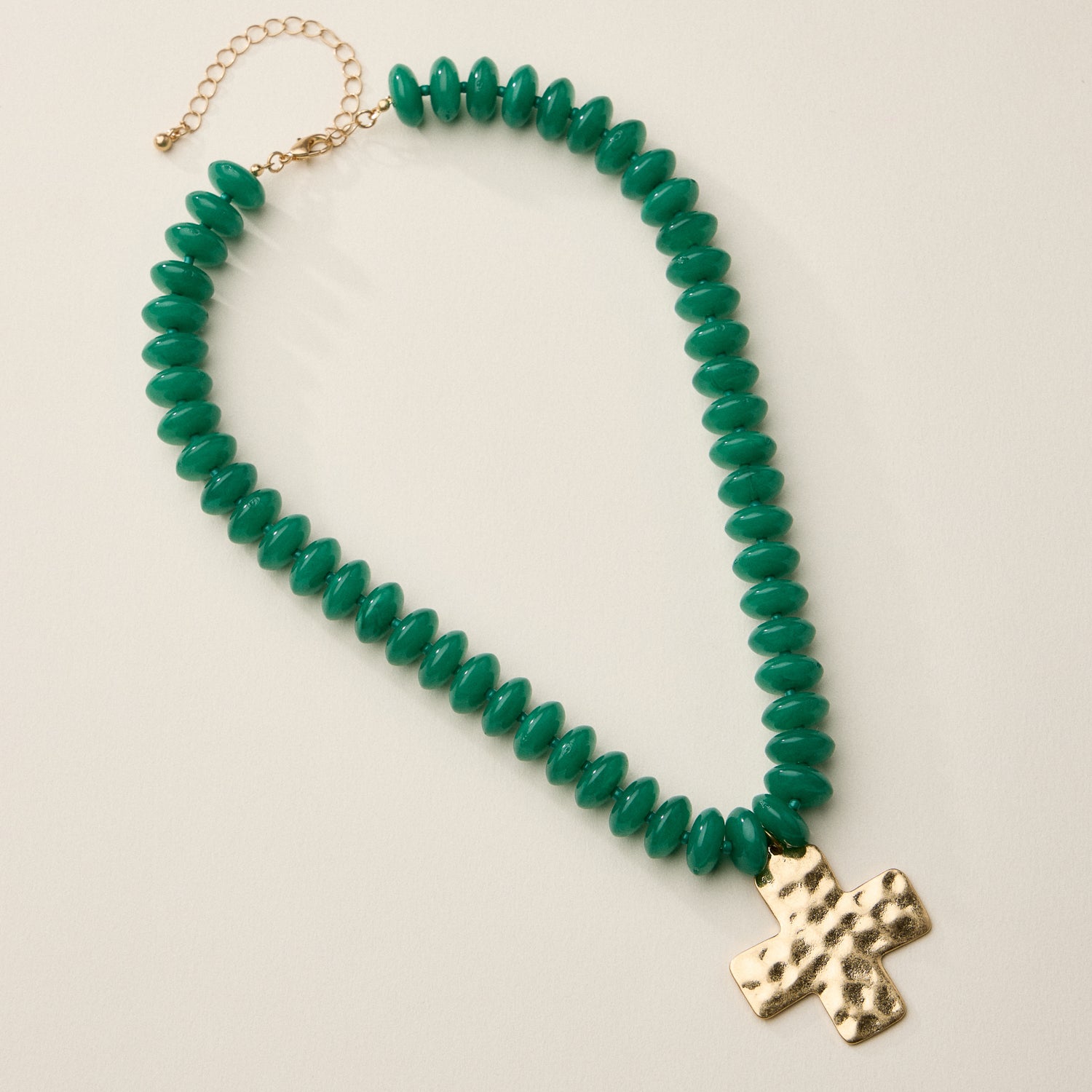 Beaded Cross Pendant Necklace for Women | Colorful Bead Necklace with Gold Cross Charm