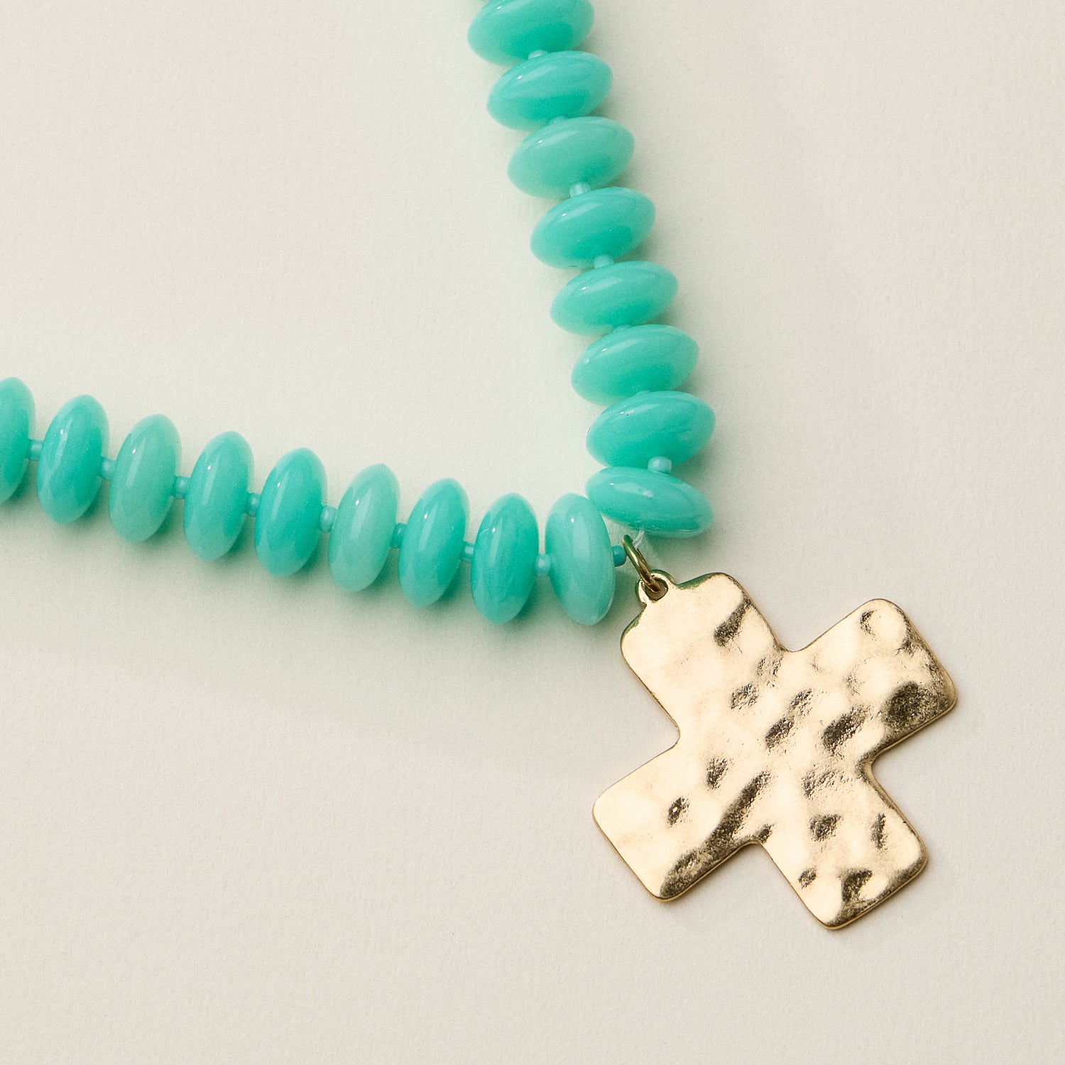 Beaded Cross Pendant Necklace for Women | Colorful Bead Necklace with Gold Cross Charm