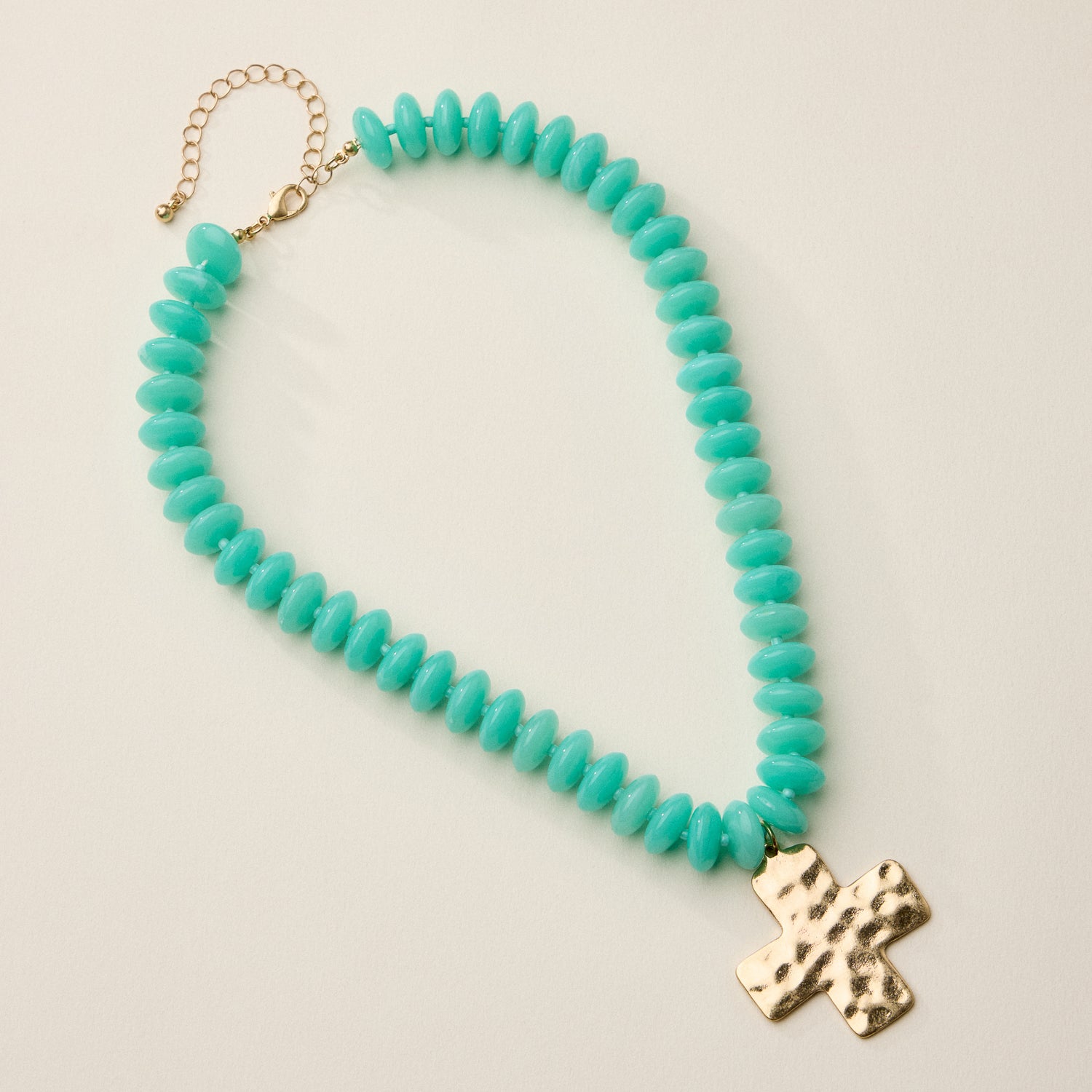 Beaded Cross Pendant Necklace for Women | Colorful Bead Necklace with Gold Cross Charm