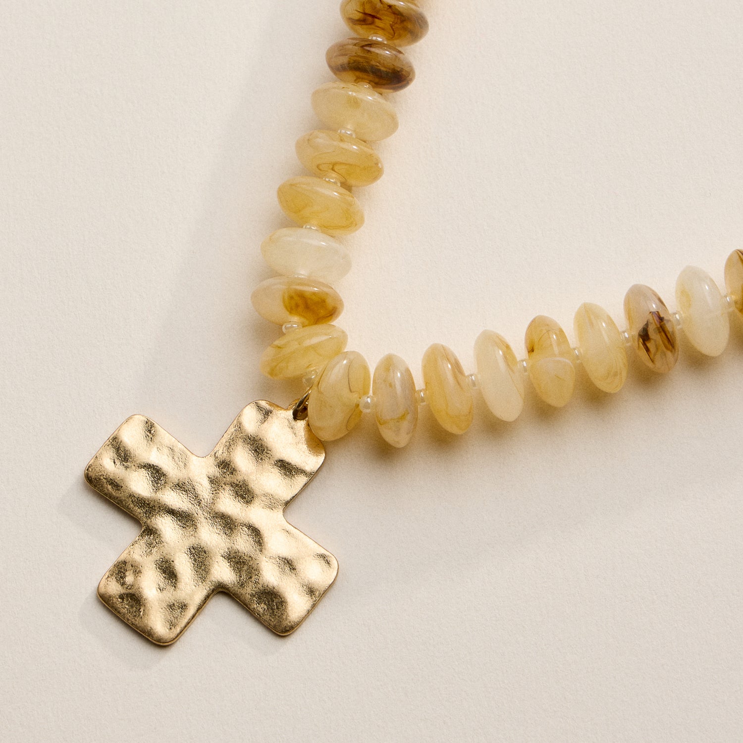 Beaded Cross Pendant Necklace for Women – Colorful Bead Necklace with Gold Cross Charm