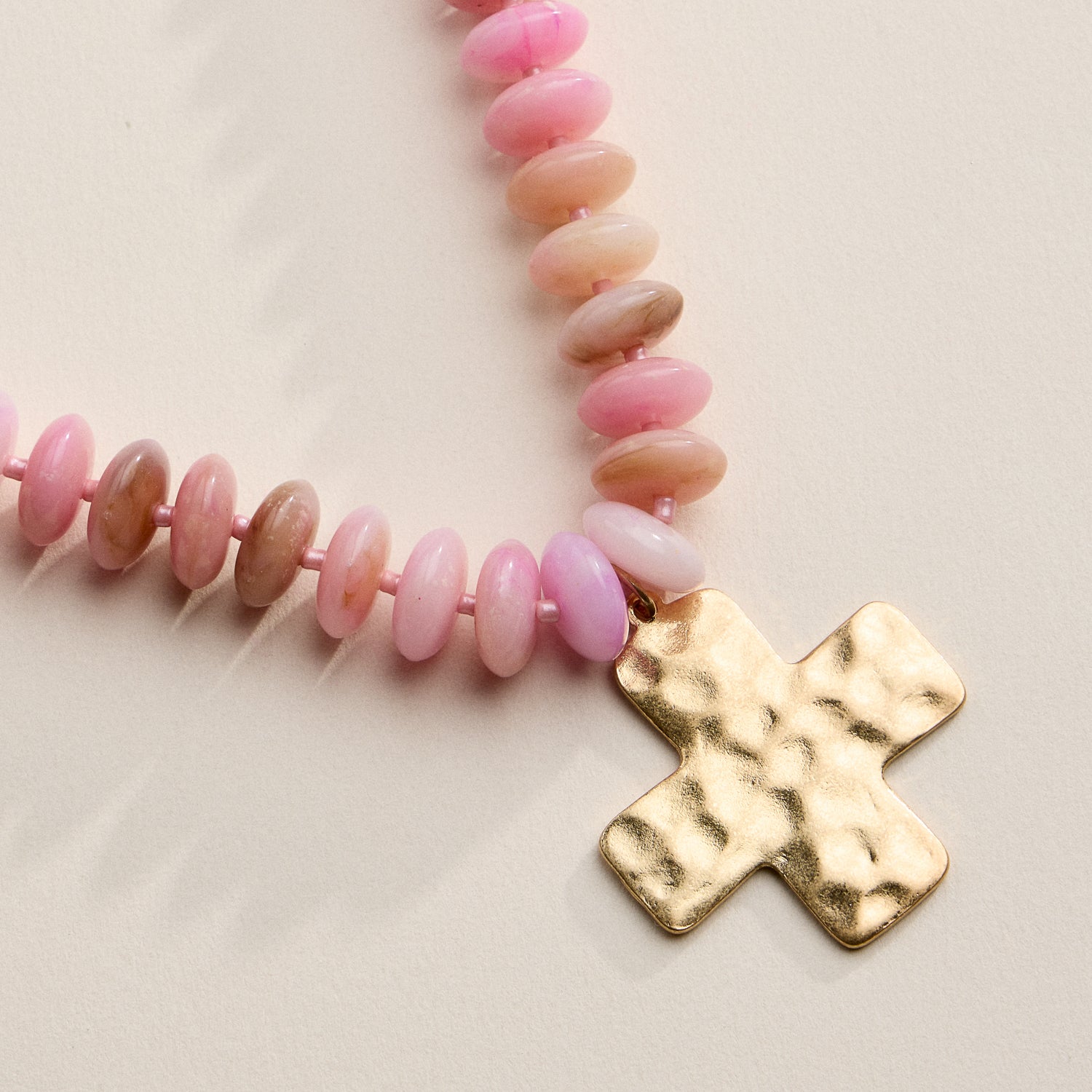 Beaded Cross Pendant Necklace for Women | Colorful Bead Necklace with Gold Cross Charm