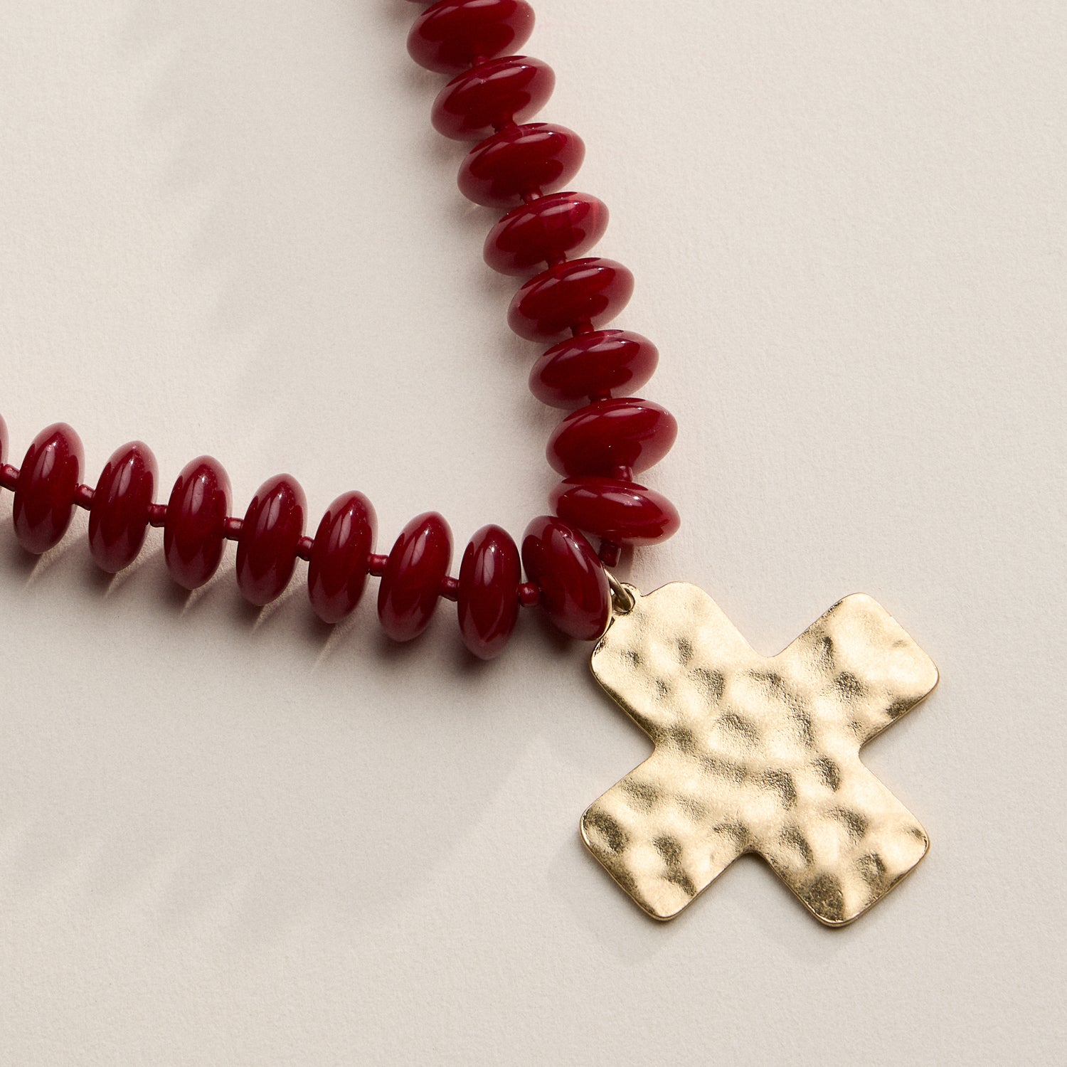 Beaded Cross Pendant Necklace for Women | Colorful Bead Necklace with Gold Cross Charm