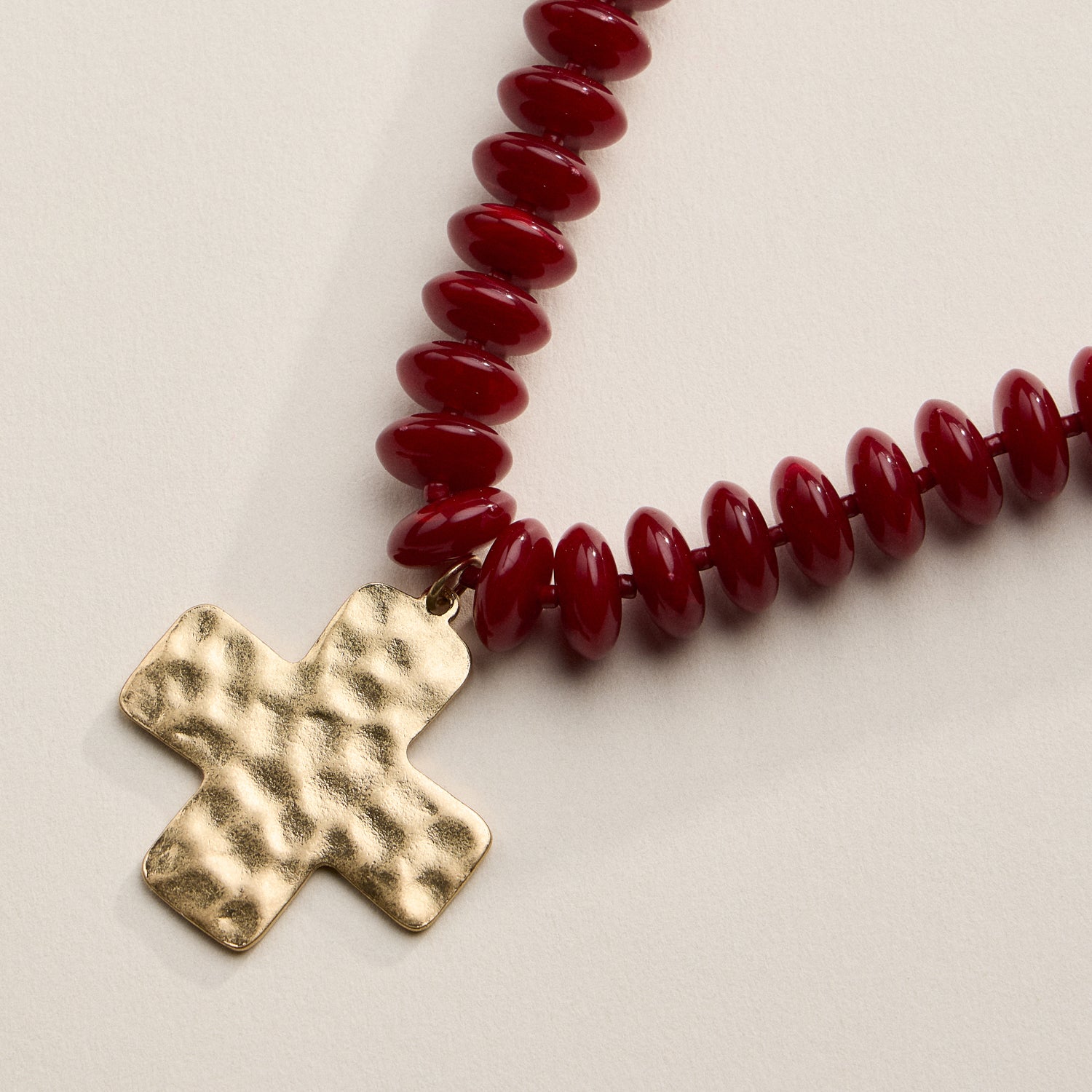 Beaded Cross Pendant Necklace for Women | Colorful Bead Necklace with Gold Cross Charm