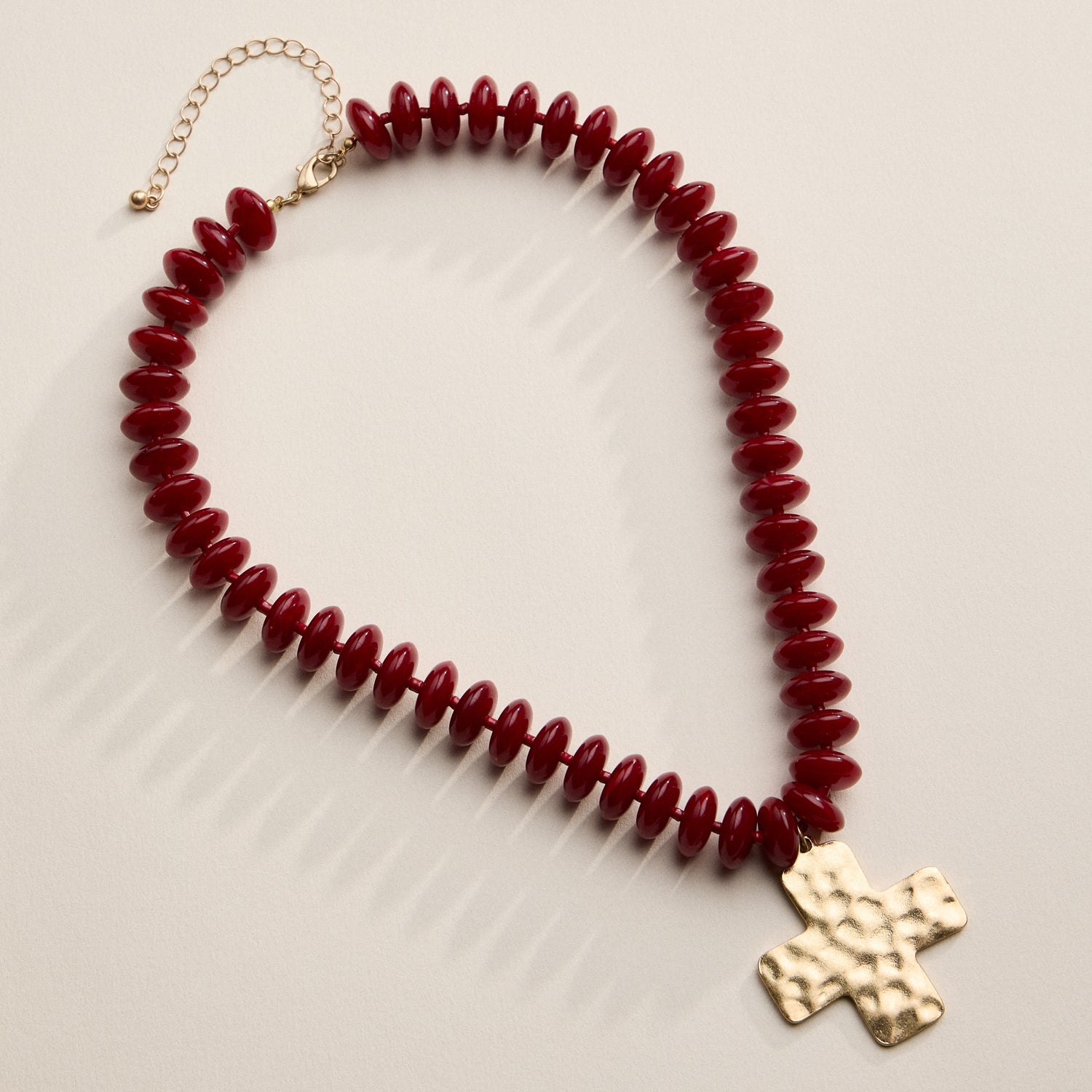 Beaded Cross Pendant Necklace for Women | Colorful Bead Necklace with Gold Cross Charm