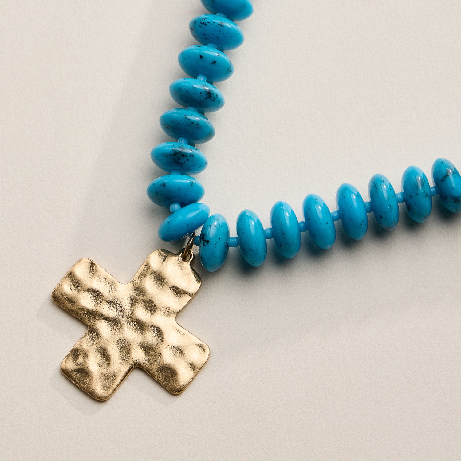 Beaded Cross Pendant Necklace for Women | Colorful Bead Necklace with Gold Cross Charm