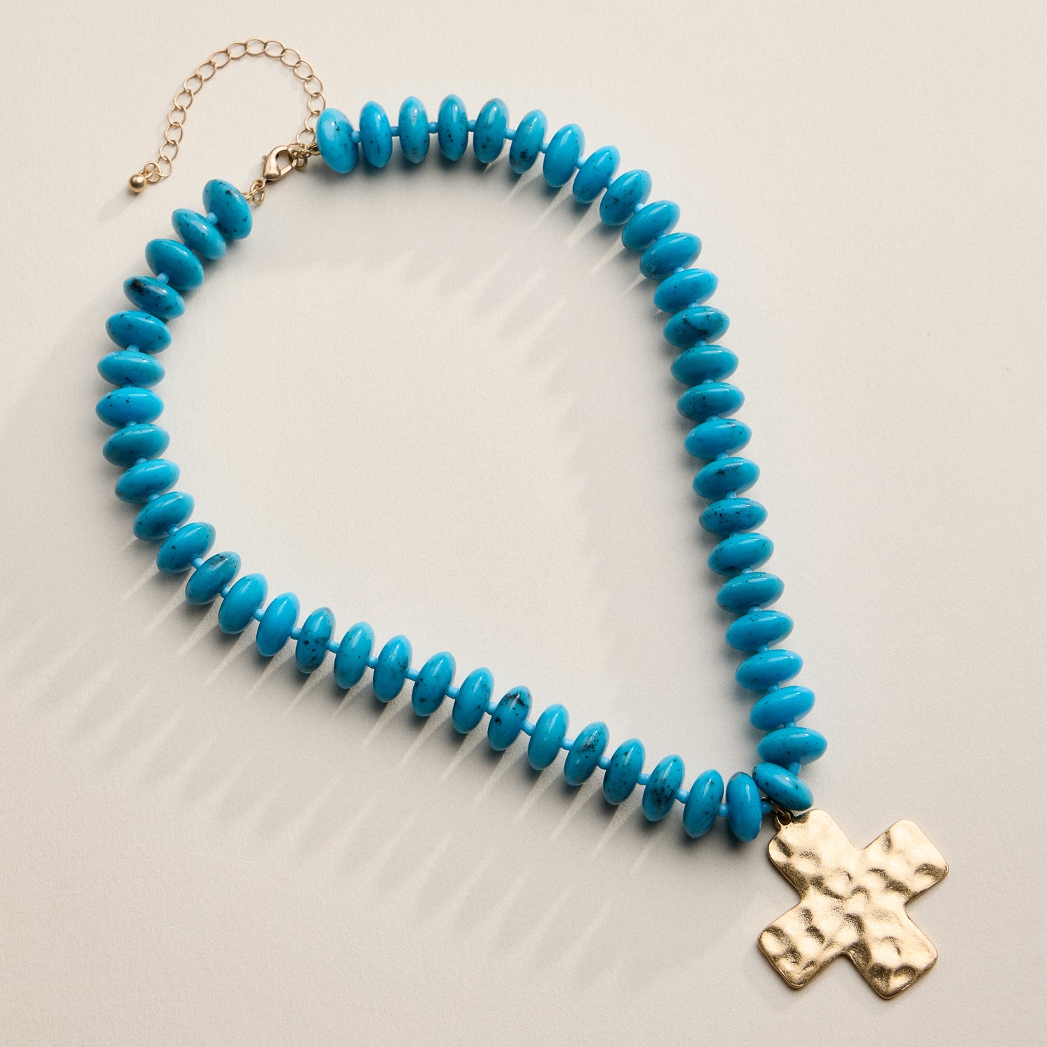 Beaded Cross Pendant Necklace for Women | Colorful Bead Necklace with Gold Cross Charm