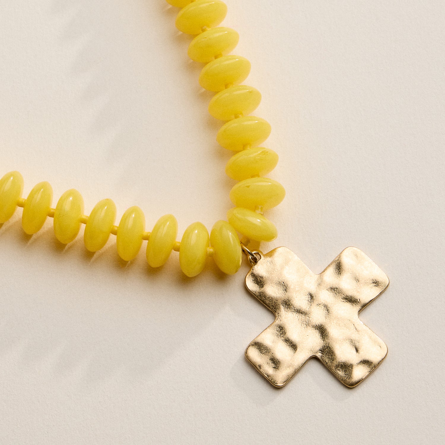 Beaded Cross Pendant Necklace for Women | Colorful Bead Necklace with Gold Cross Charm