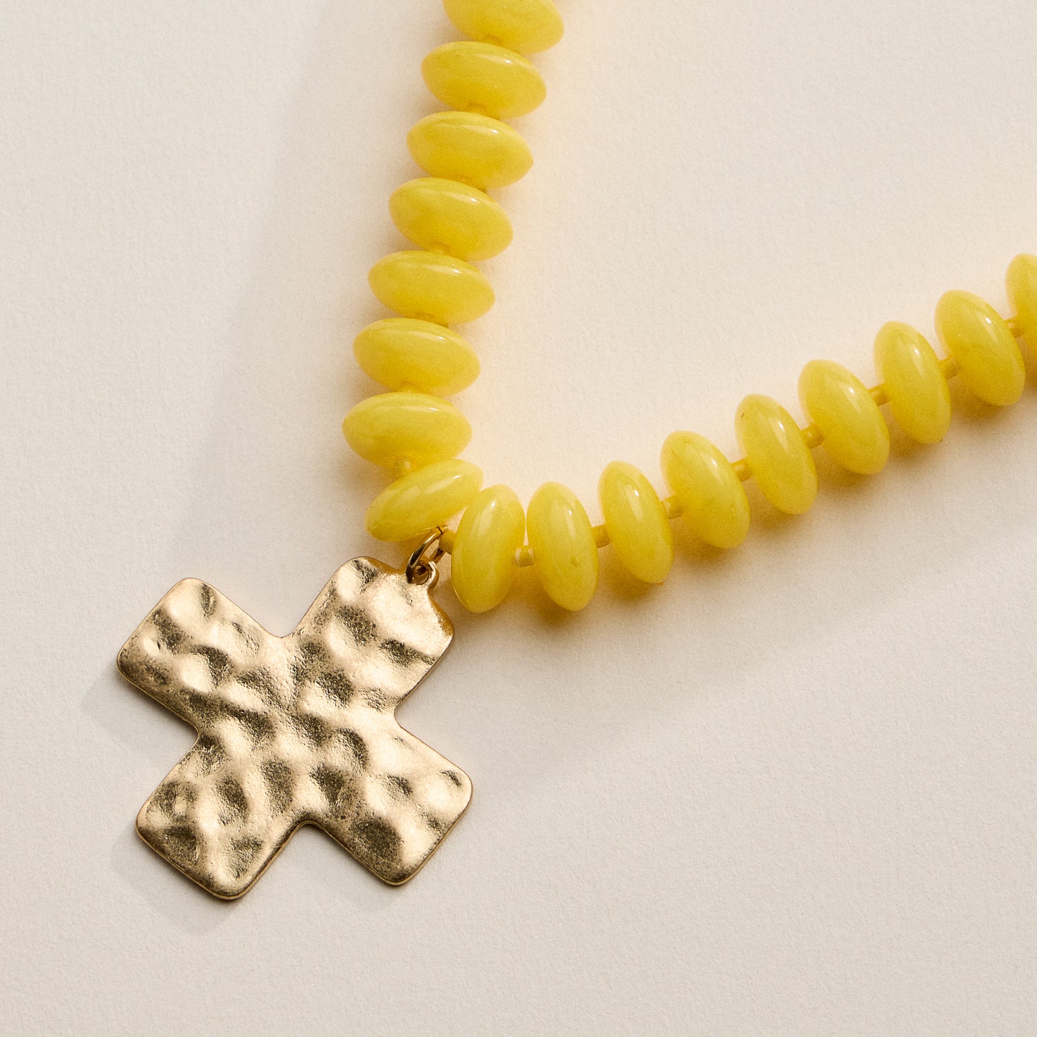 Beaded Cross Pendant Necklace for Women | Colorful Bead Necklace with Gold Cross Charm