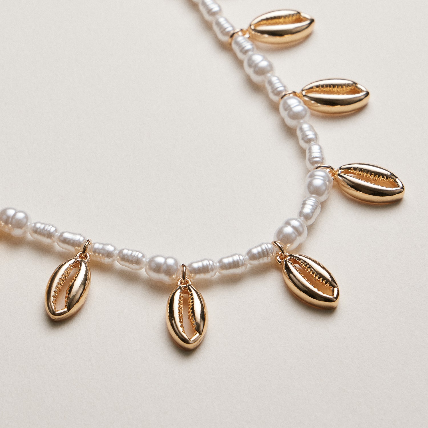 Pearl Cowrie Shell Charm Necklace—Coastal Beach