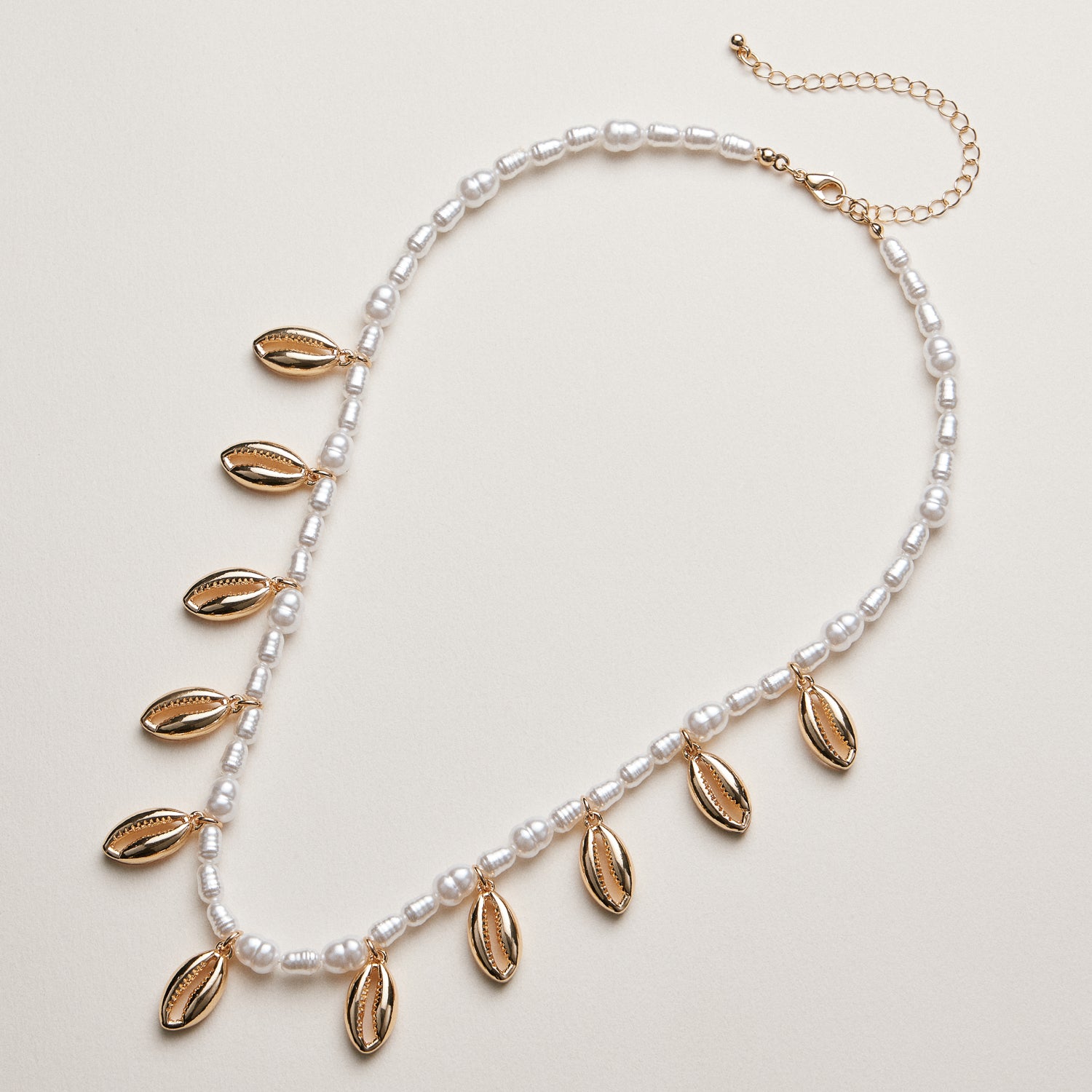 Pearl Cowrie Shell Charm Necklace—Coastal Beach