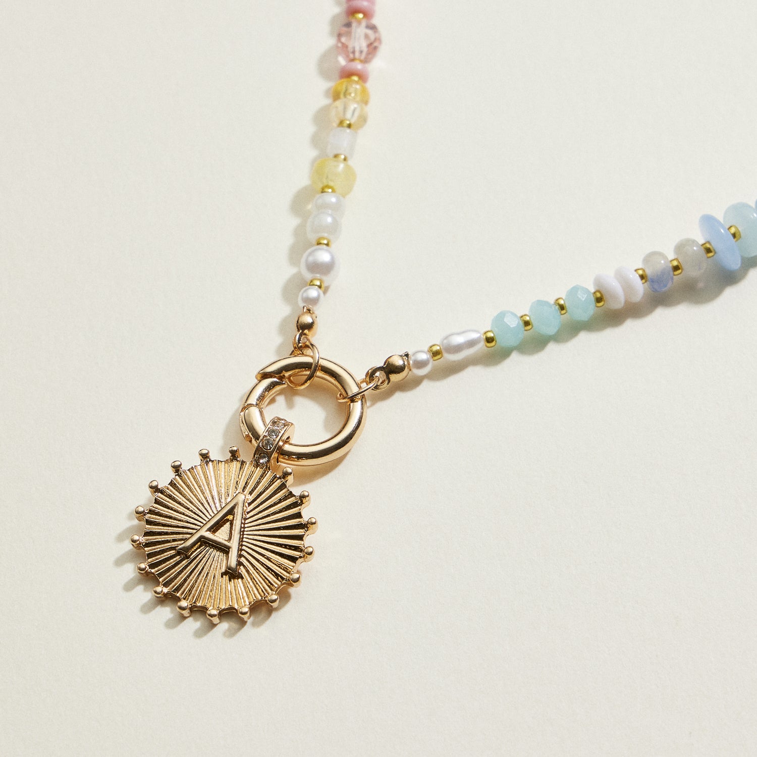Multi-colored Beaded Initial Charm Necklace | Personalized Jewelry
