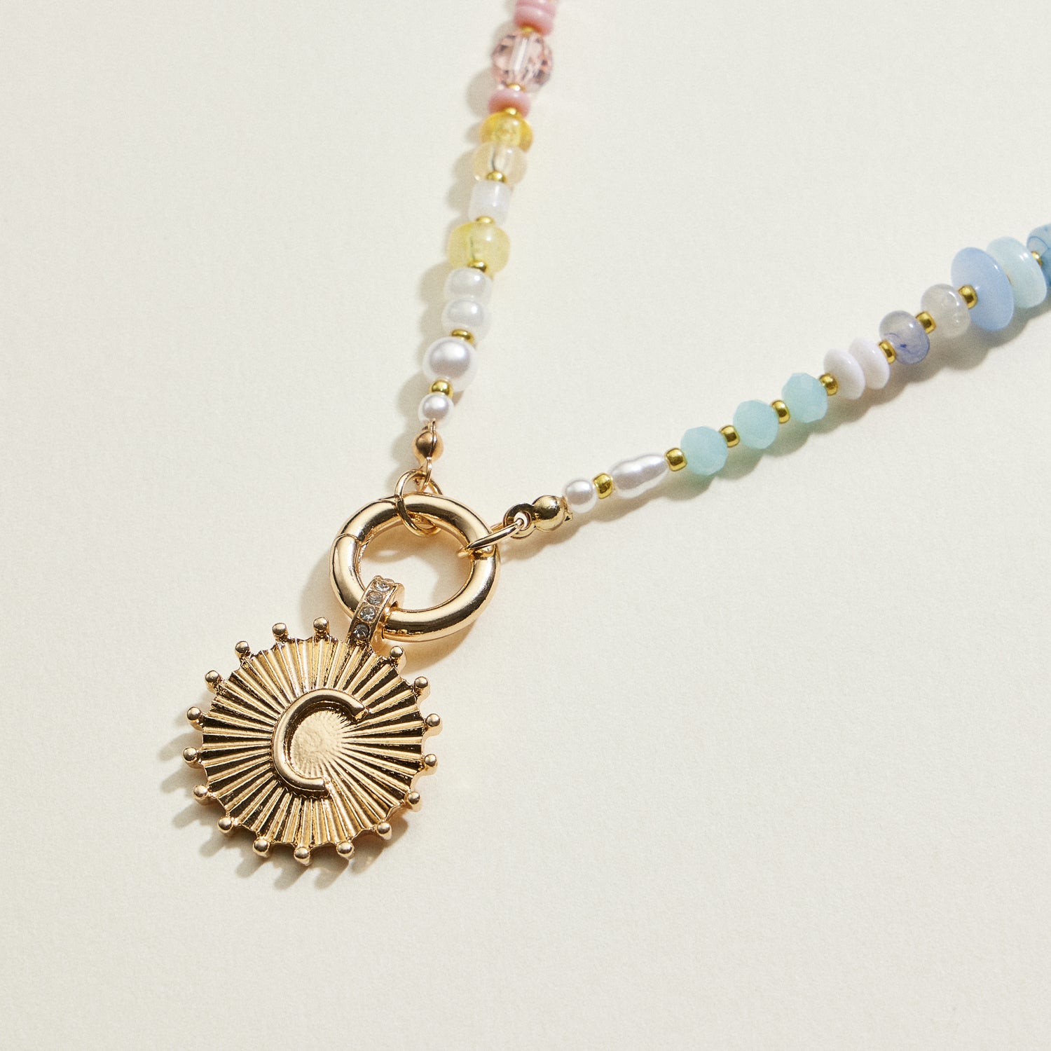 Multi-colored Beaded Initial Charm Necklace | Personalized Jewelry