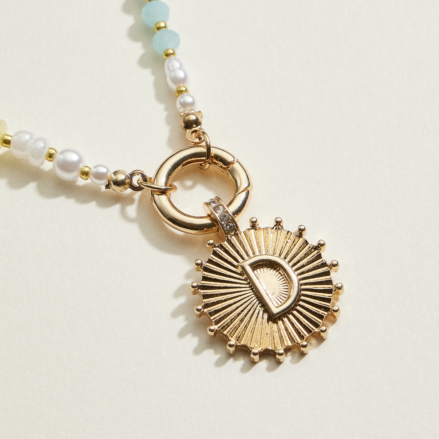 Multi-colored Beaded Initial Charm Necklace | Personalized Jewelry