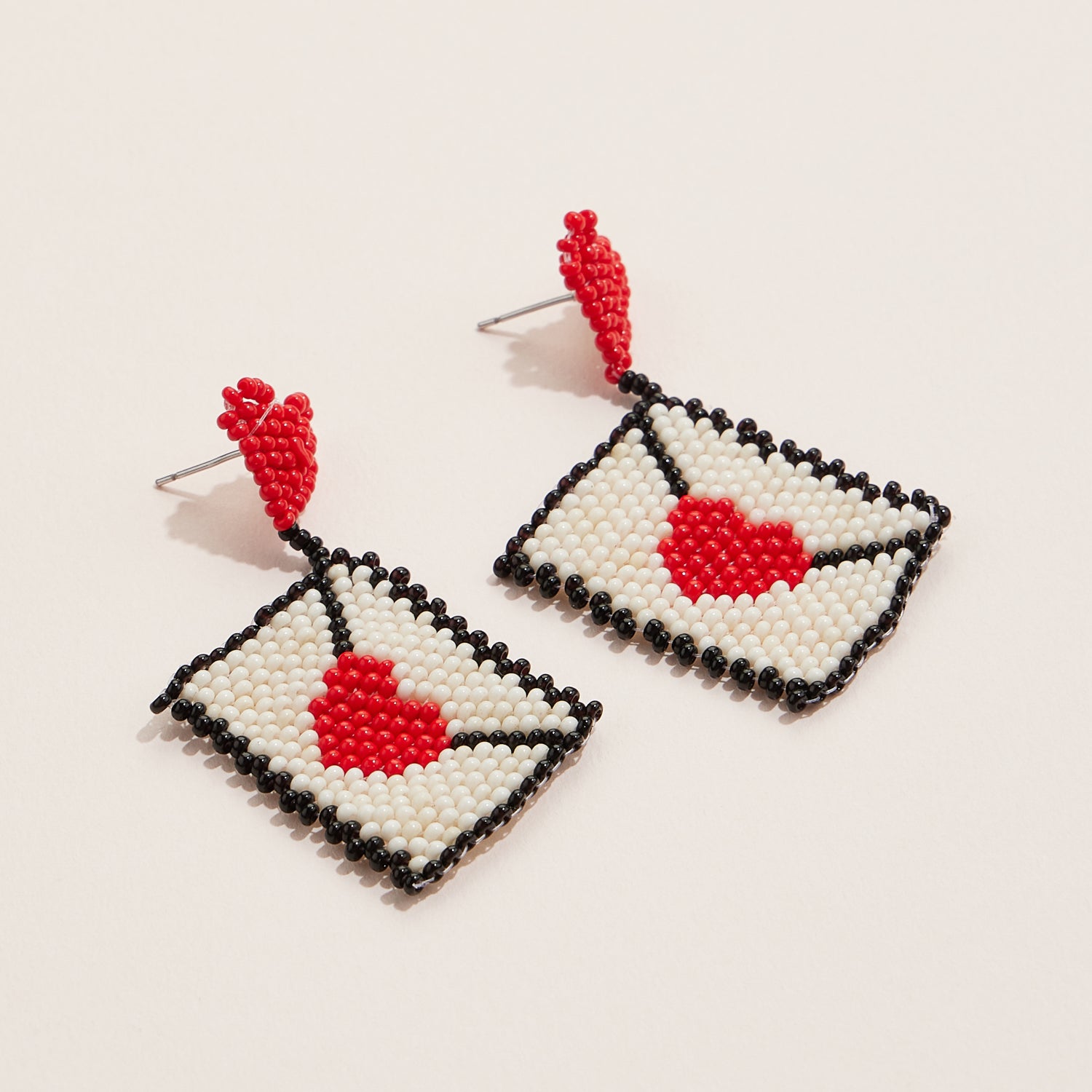 Hand-Beaded Love Note Drop Earrings