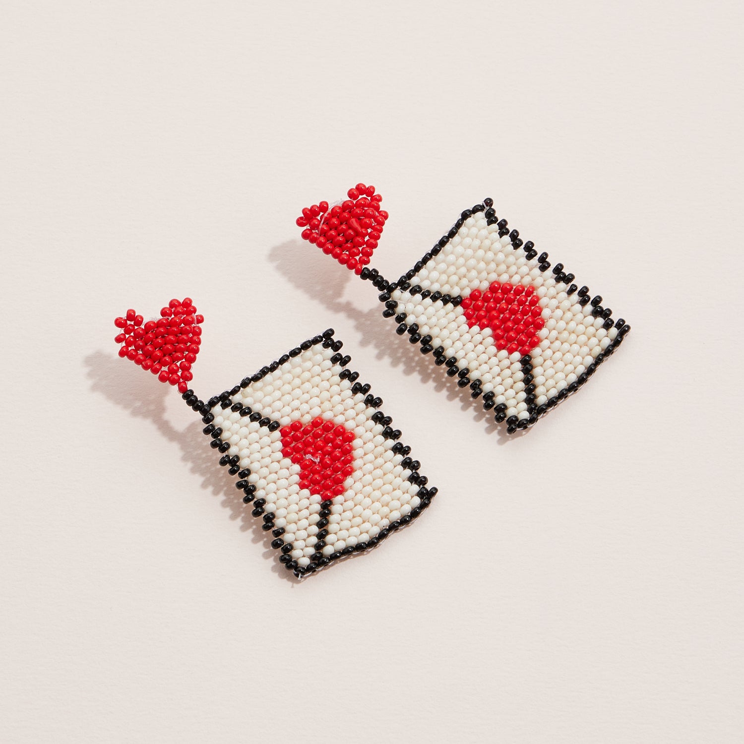 Hand-Beaded Love Note Drop Earrings