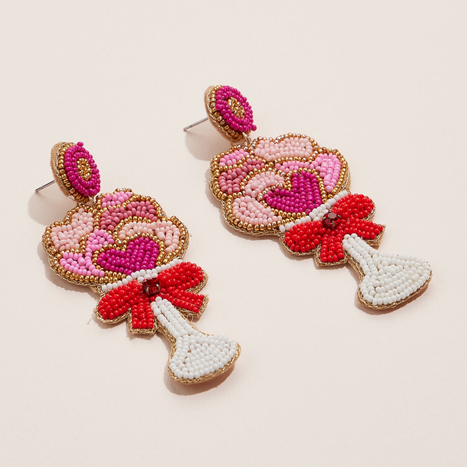 Floral Beaded Cluster Statement Earrings
