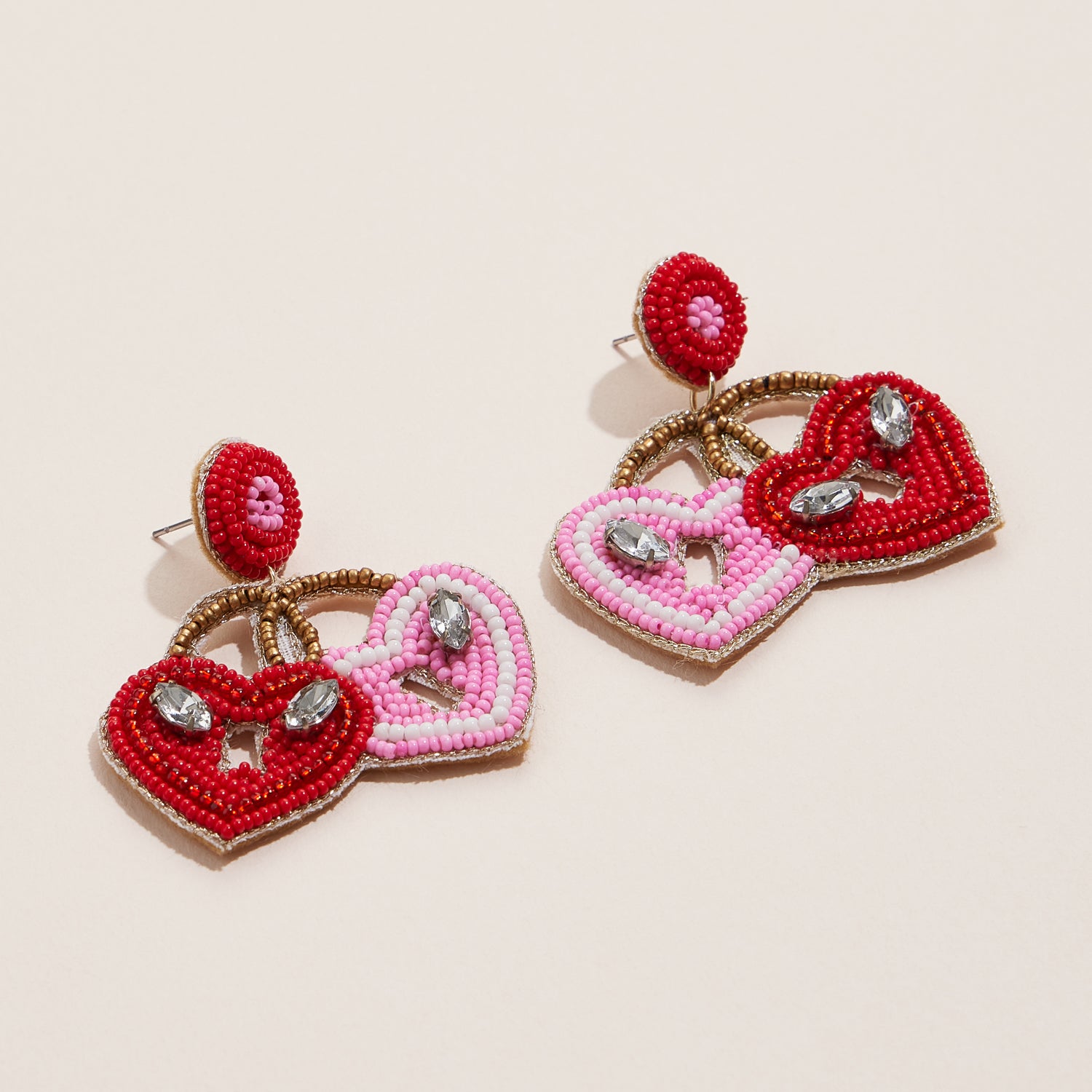 Embellished Heartlock Earrings with Delicate Beading
