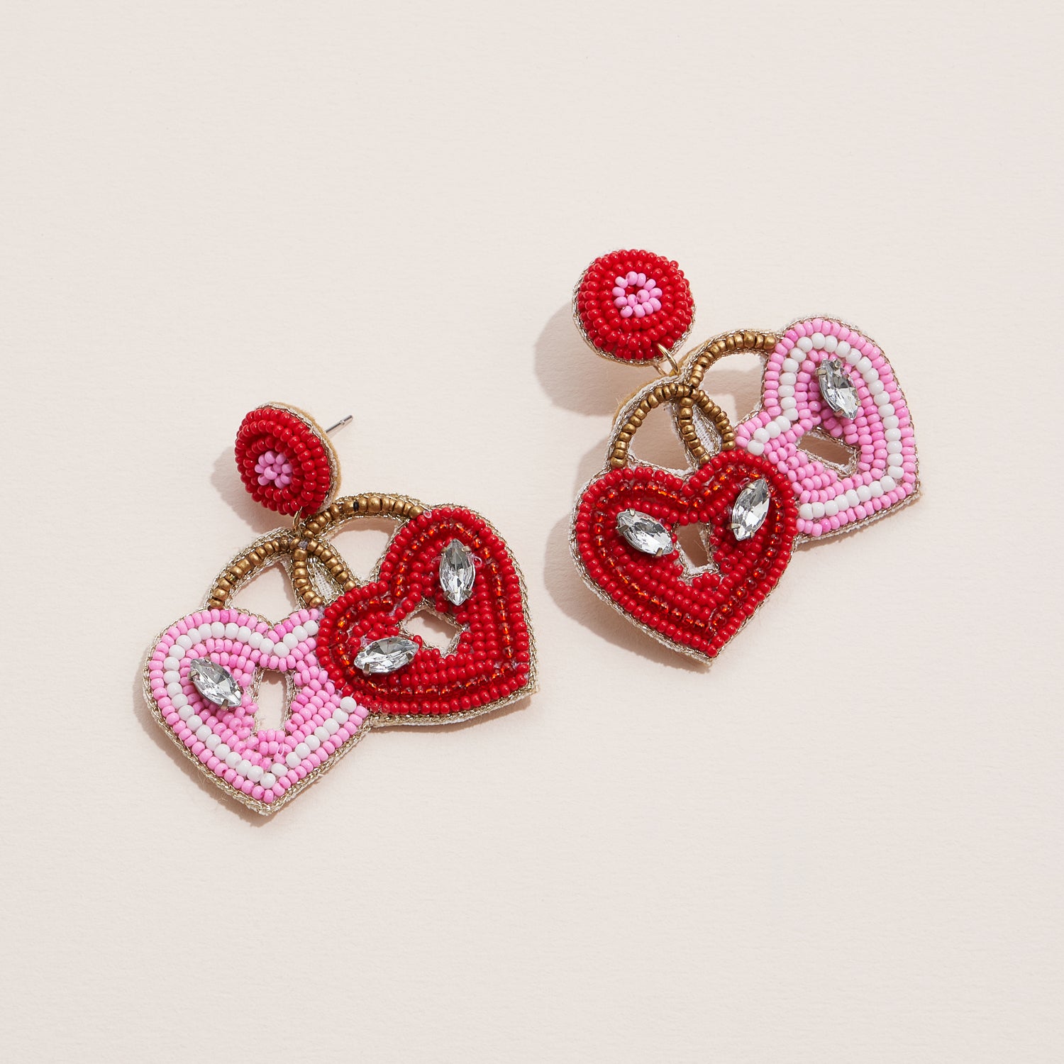 Embellished Heartlock Earrings with Delicate Beading