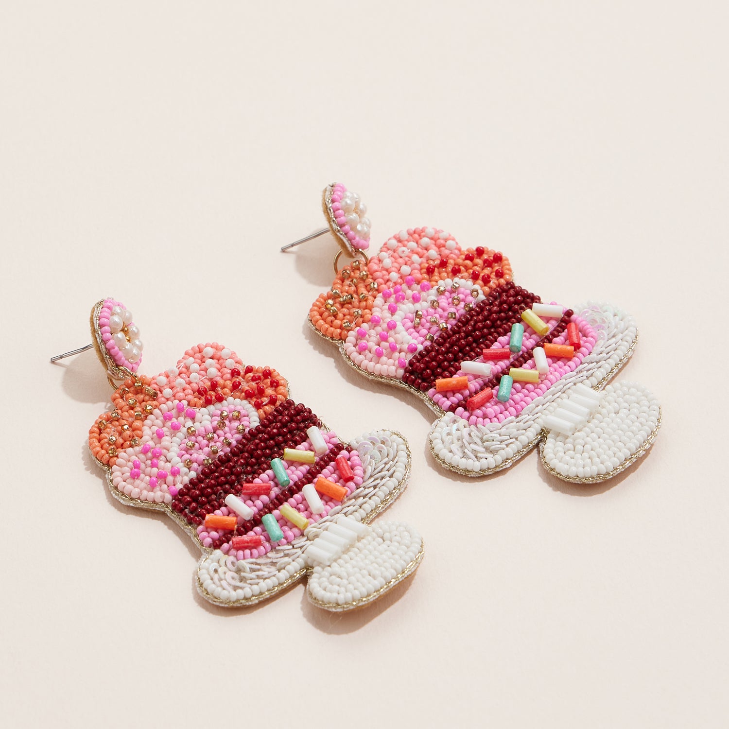 Valentine’s Day Cake-Inspired Seed Bead Earrings