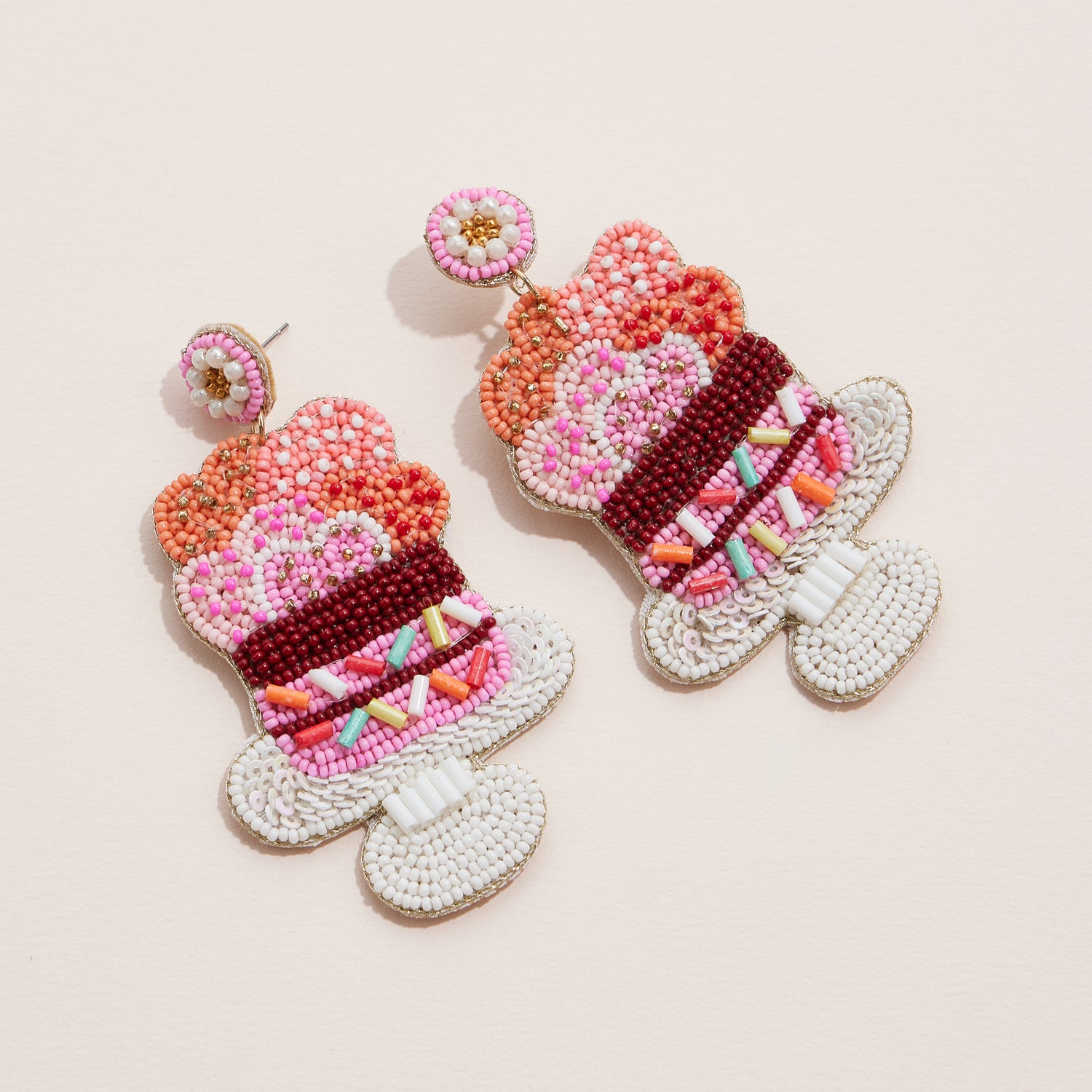 Valentine’s Day Cake-Inspired Seed Bead Earrings