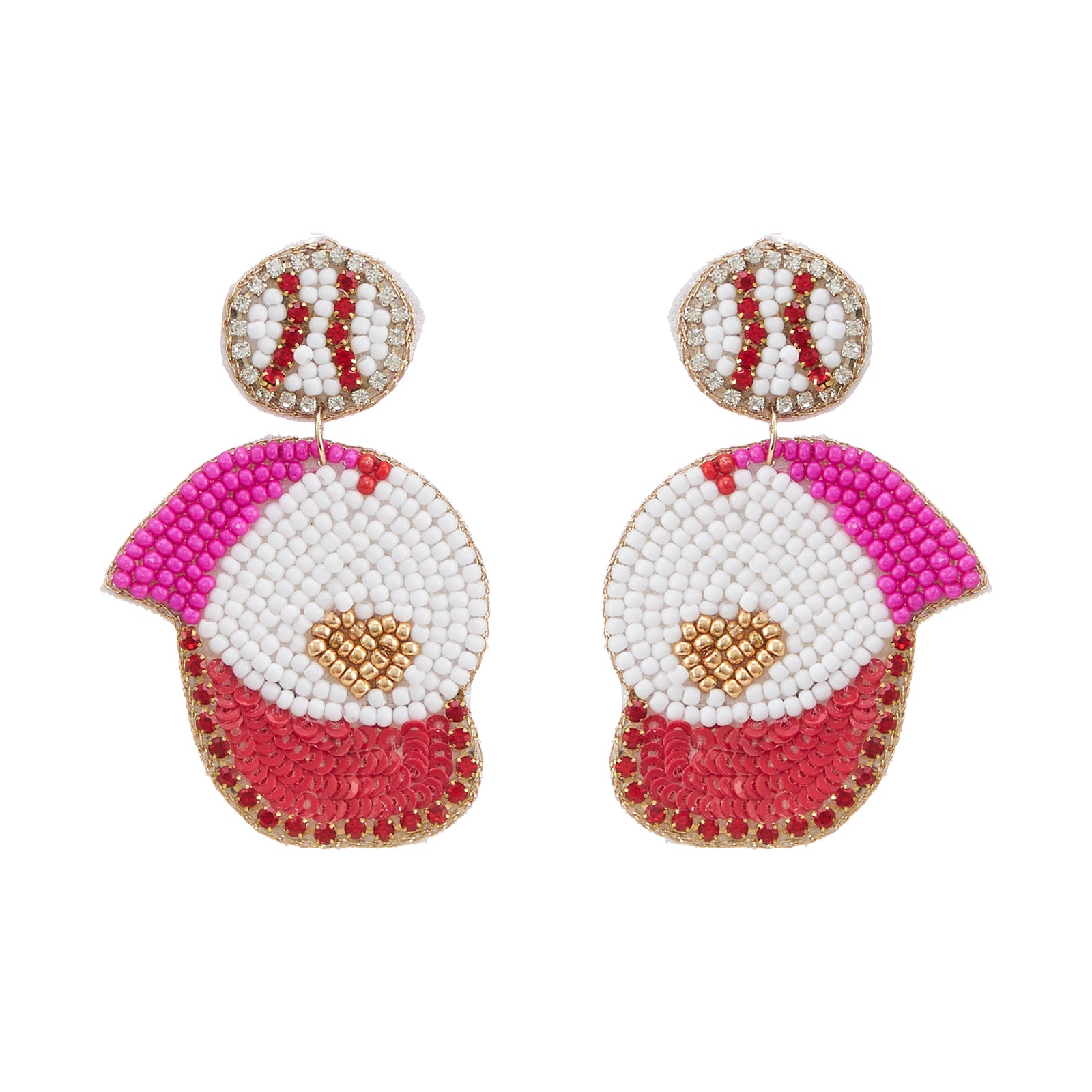 Baseball Cap Seed Bead Earrings