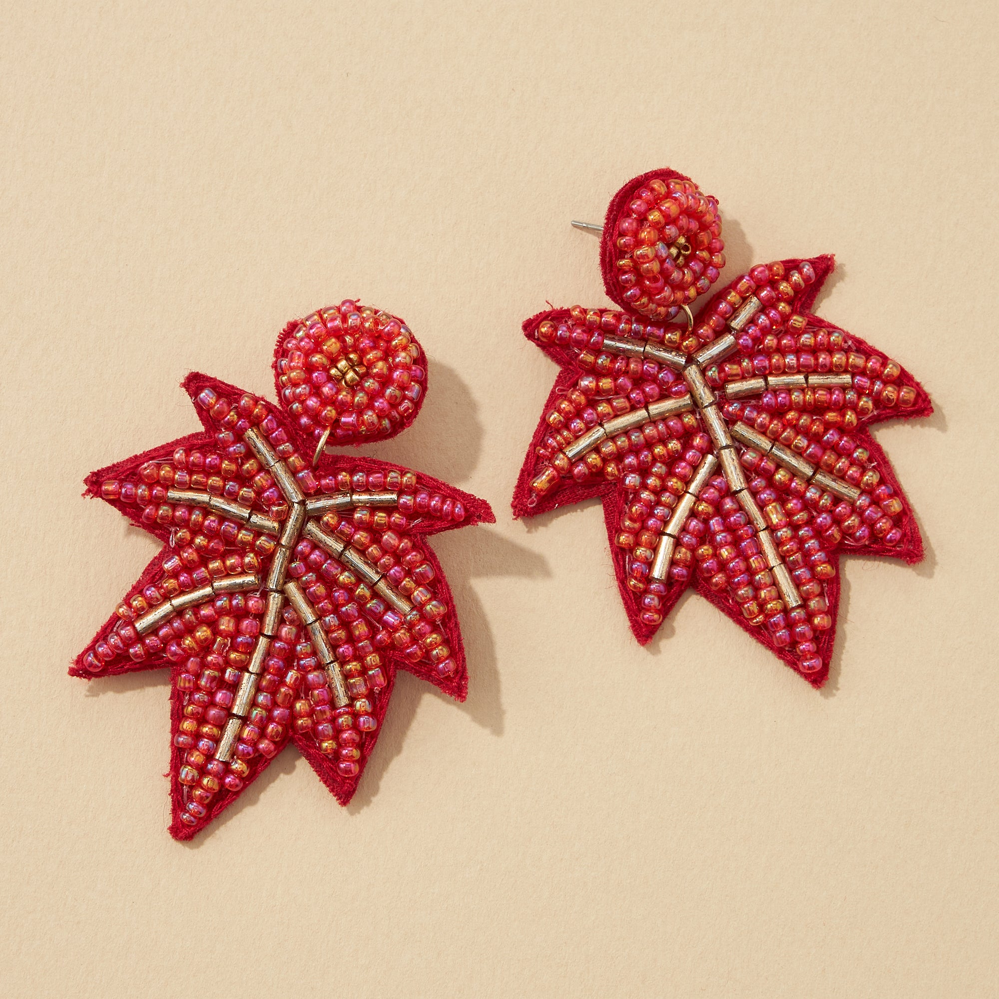 Autumn Leaf Seed Bead Earrings